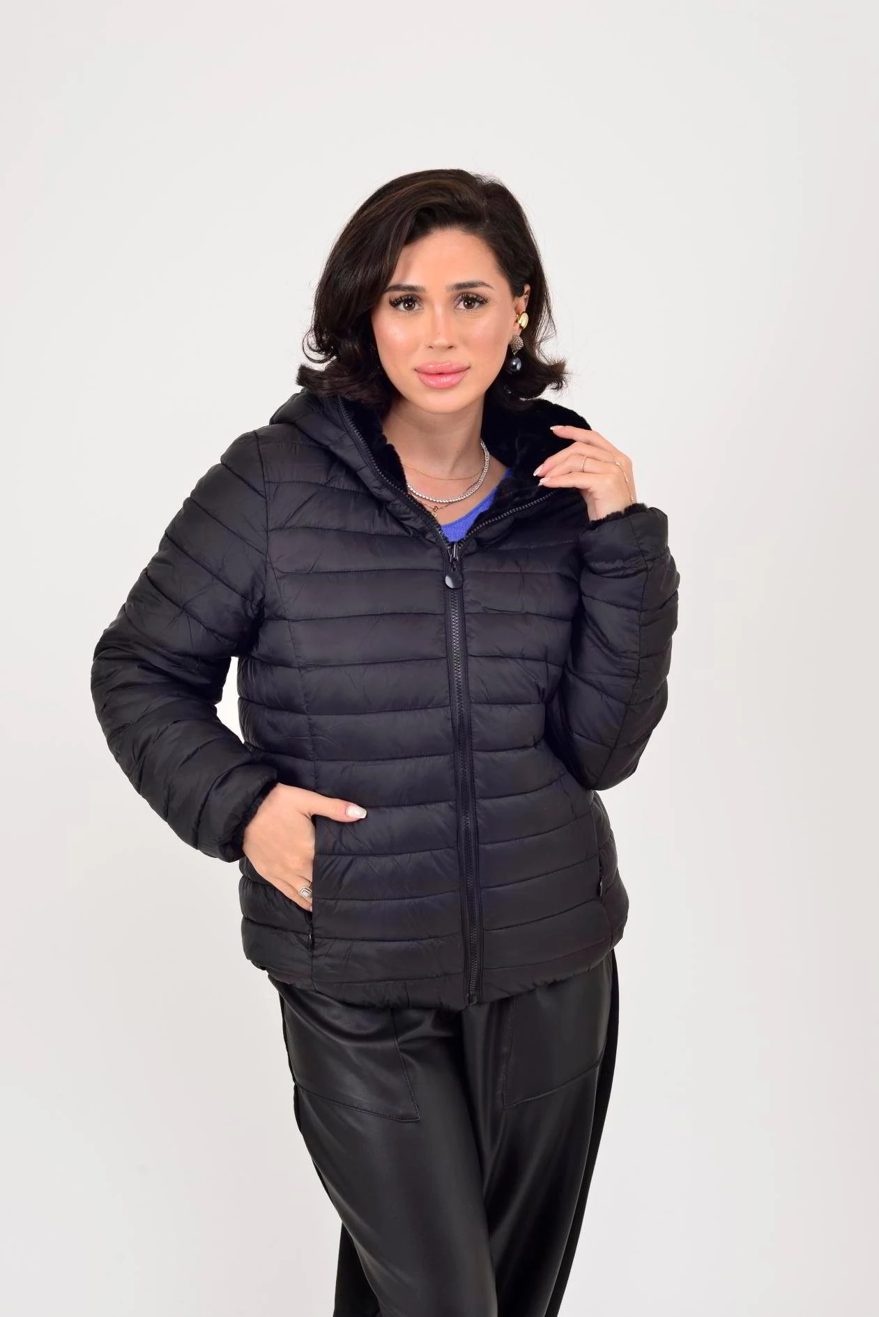 KÜRK DETAYLI ÇİFT TARAFLI MONT