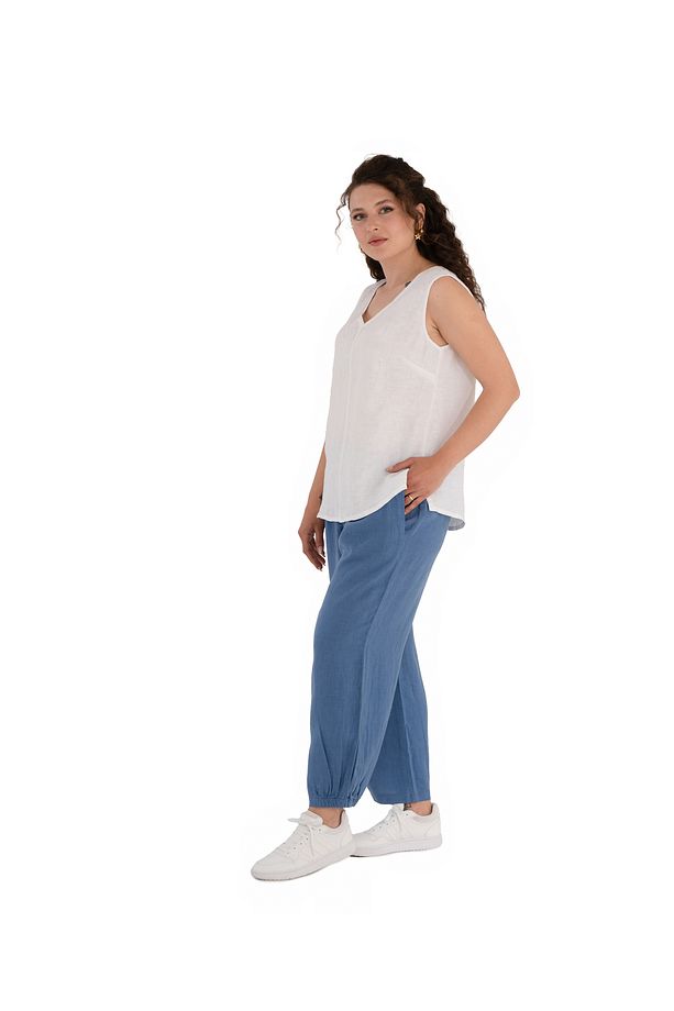 %100 NATURAL Keten Lastik Paçalı Yoga Pantolon