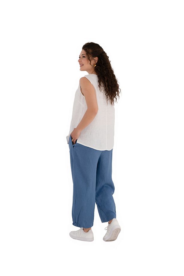 %100 NATURAL Keten Lastik Paçalı Yoga Pantolon