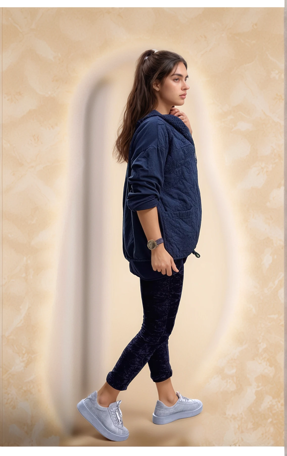 Çiçek Desenli Kapitone Ceket