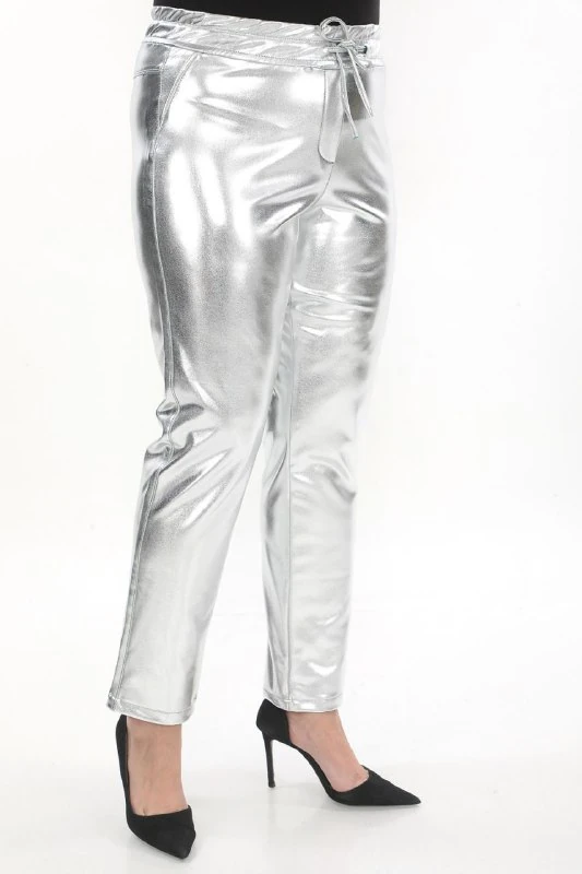 Büyük Beden Leopar Desenli Yüksek Bel Pantolon