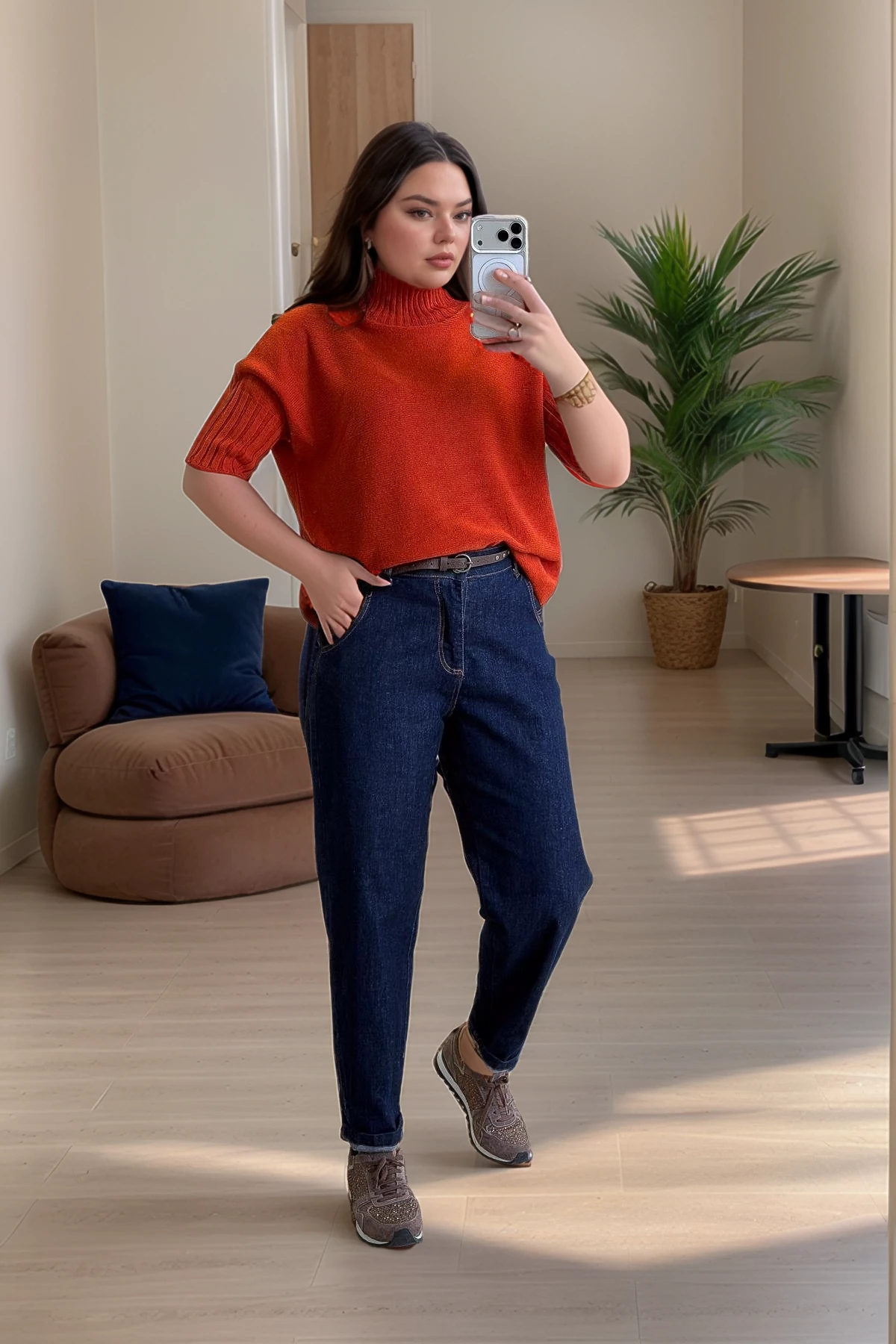 Yarım Kol Dik Yaka Triko - TABA