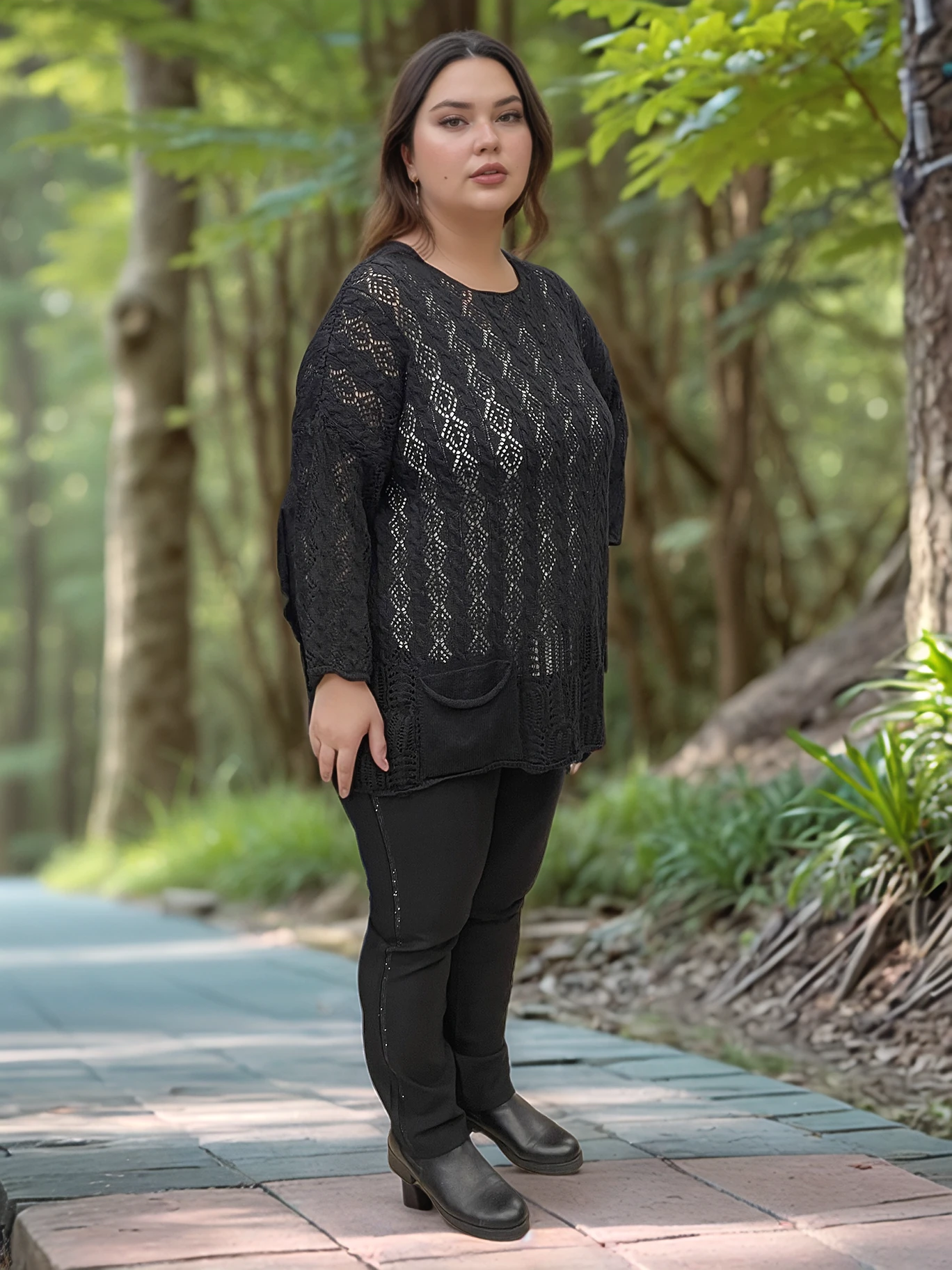 Kadın Merserize Delikli Triko Bluz Cepli Salaş