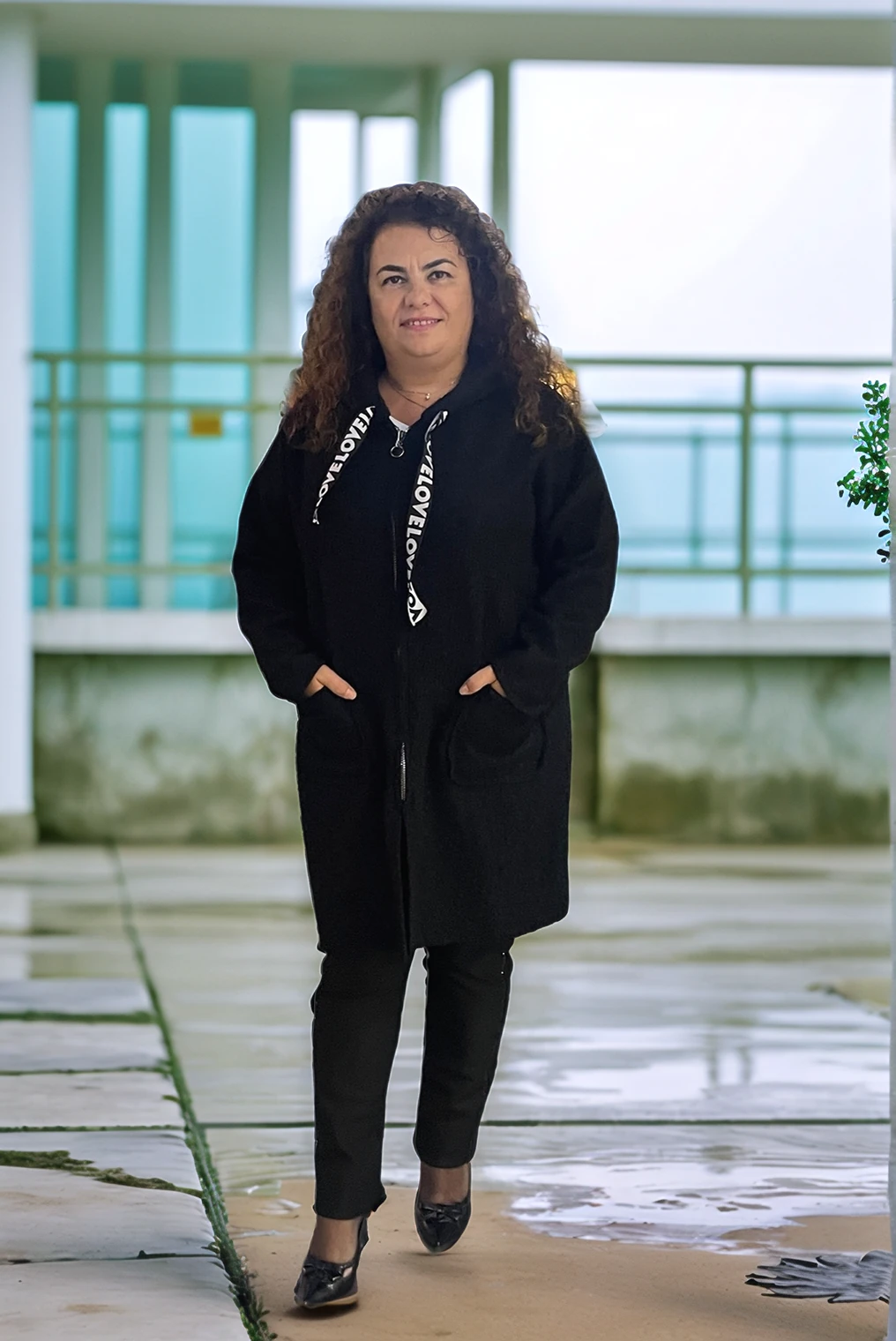 Buklet Kumaş Fermuarlı Kapüşonlu ceket - SİYAH