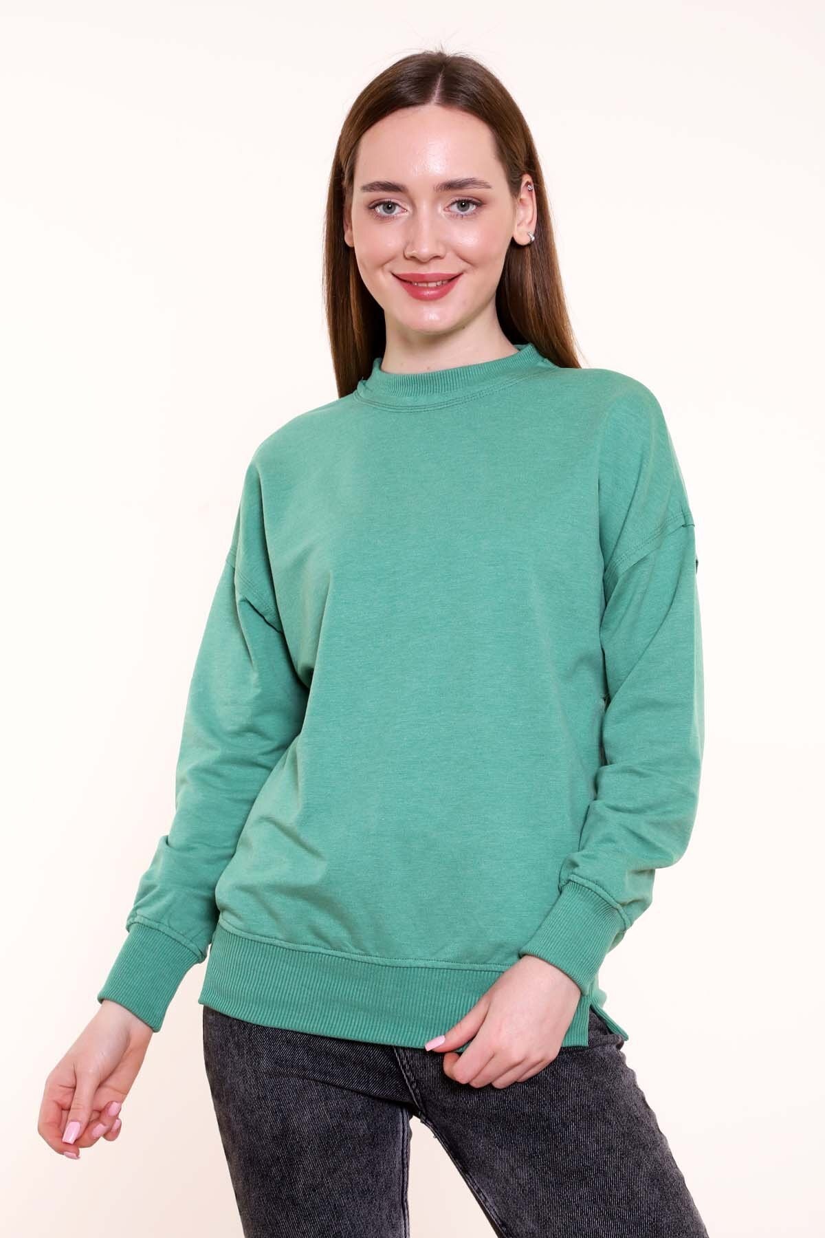 Mari Baskısız Sweatshirt - JADE GREEN