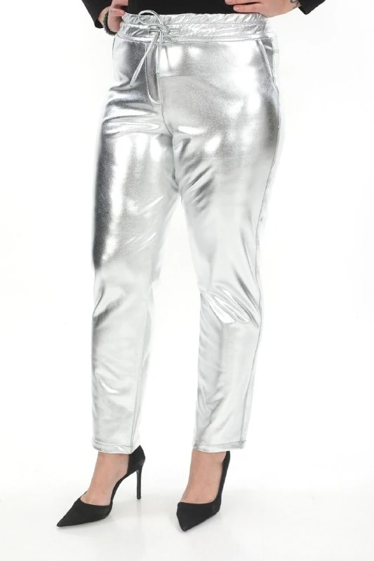 Büyük Beden Leopar Desenli Yüksek Bel Pantolon