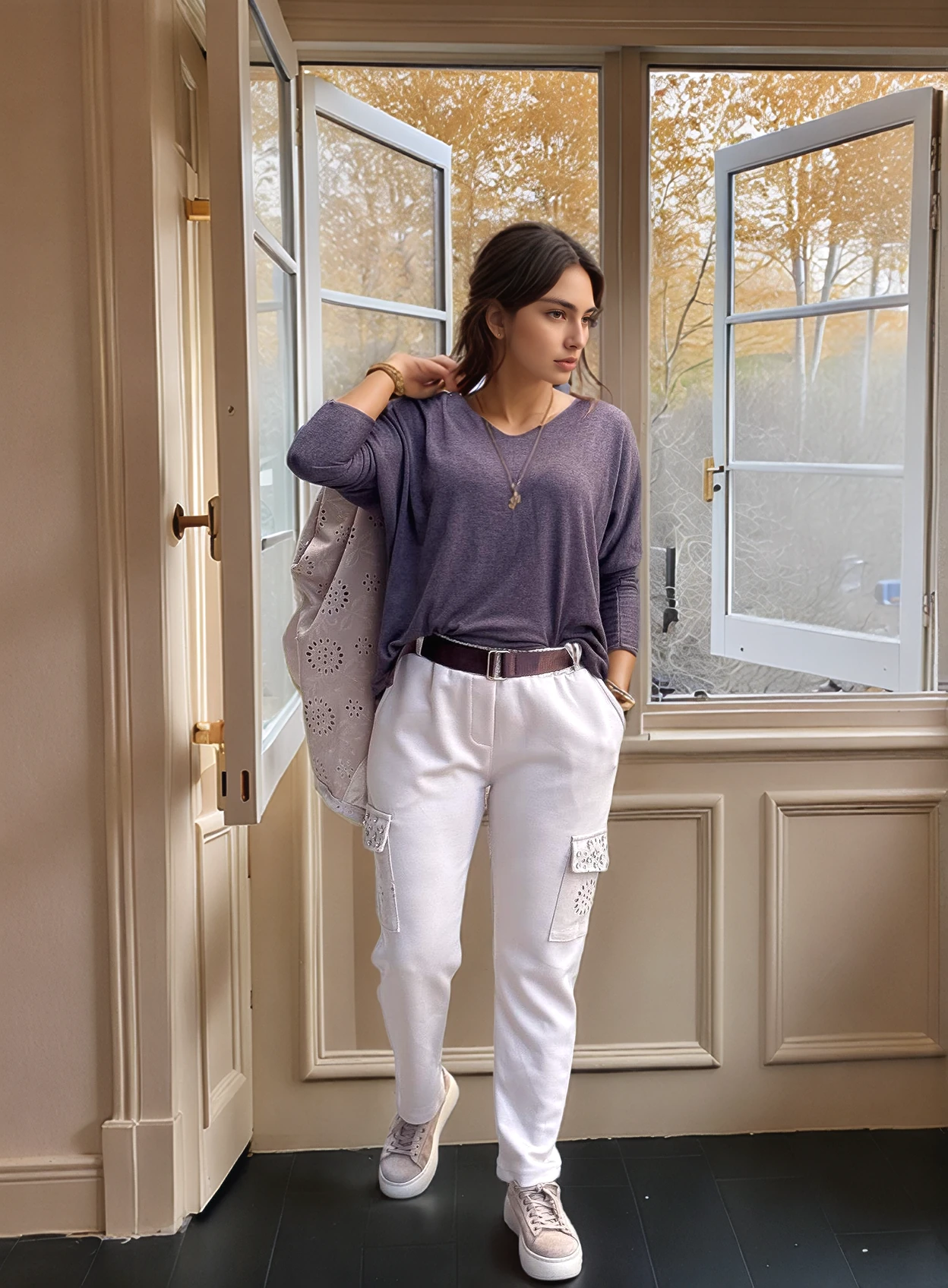 Zımba Taş Detaylı Fisto Cepli Modal Pantolon - BEJ