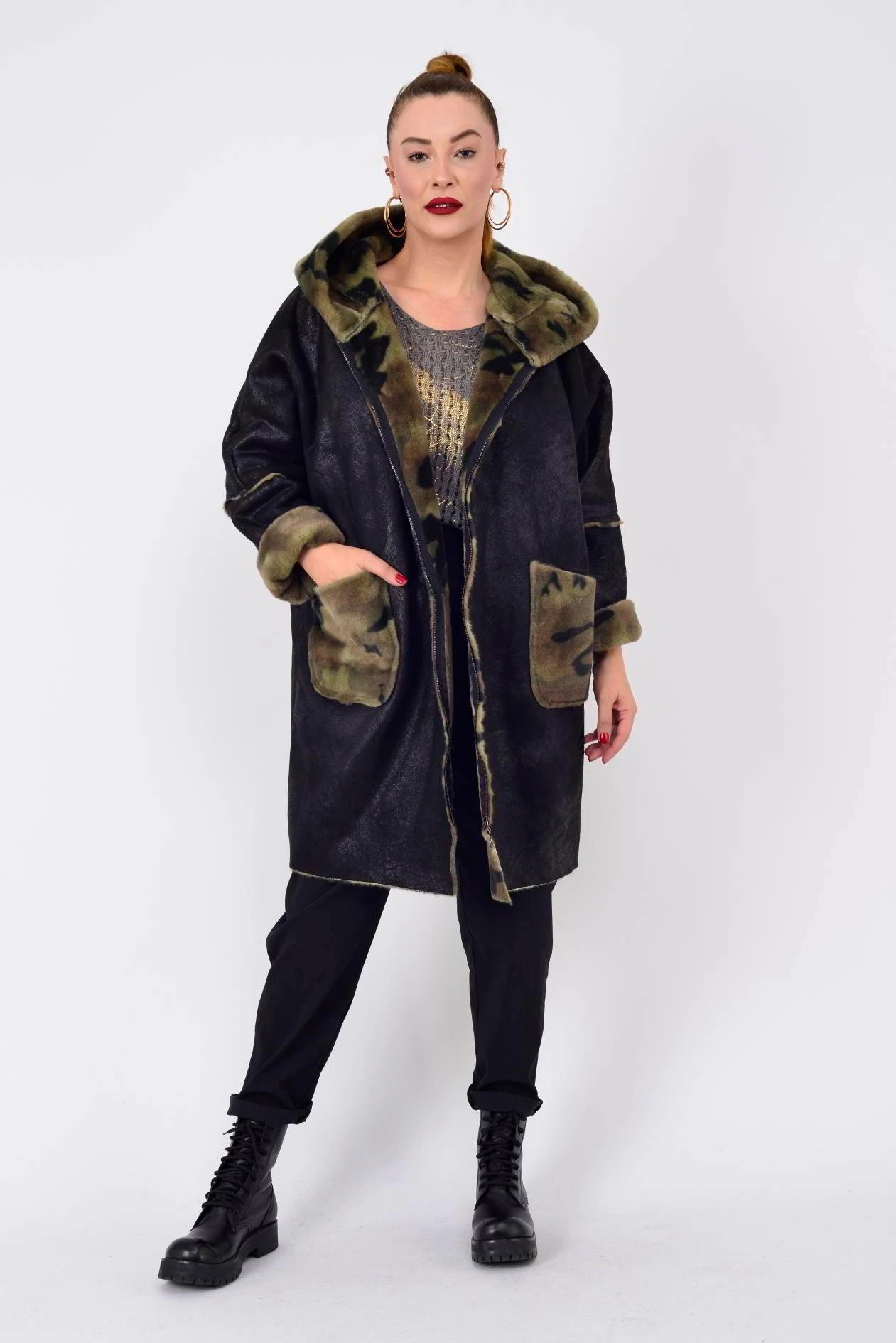 KAMUFLAJ DETAYLI NUBUK KABAN