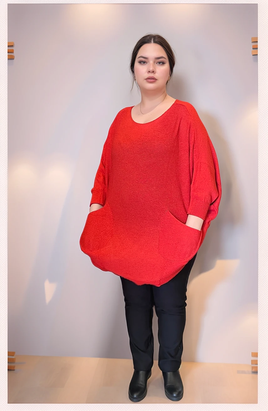 Oval kesim iki cepli merserize triko - KIRMIZI