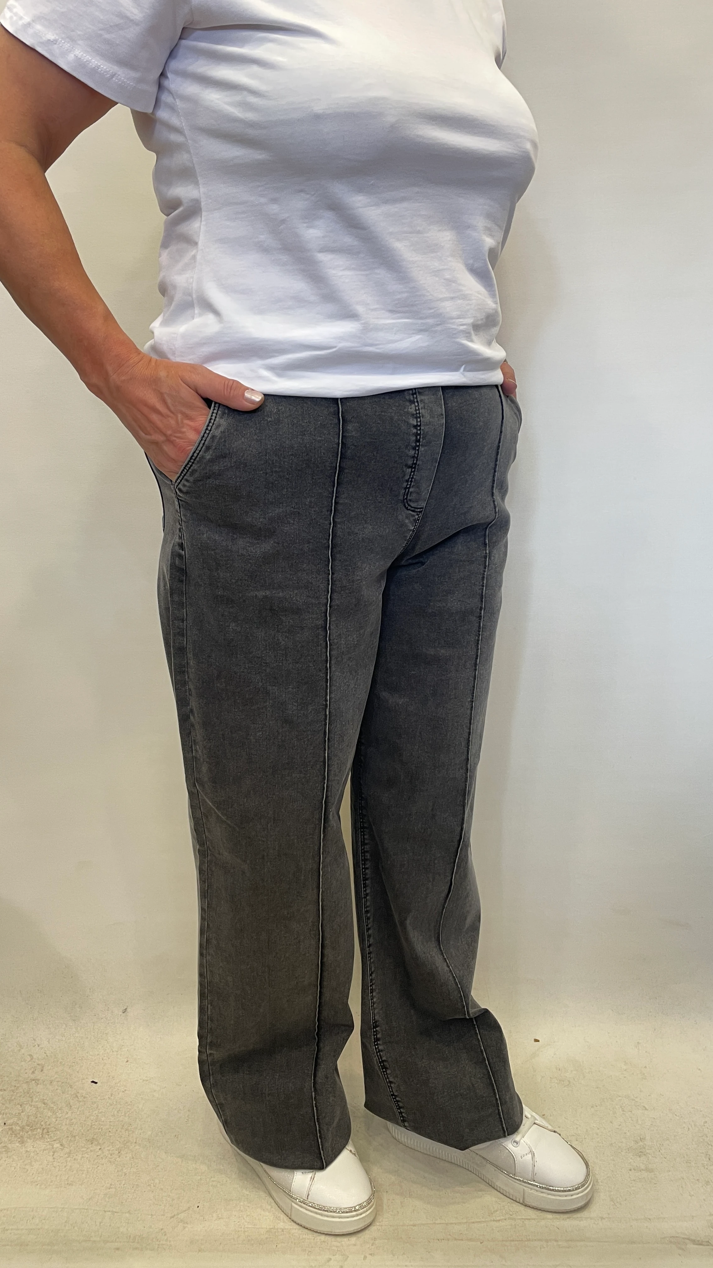 BÜYÜK BEDEN BELİ LASTİKLİ KOT PANTOLON