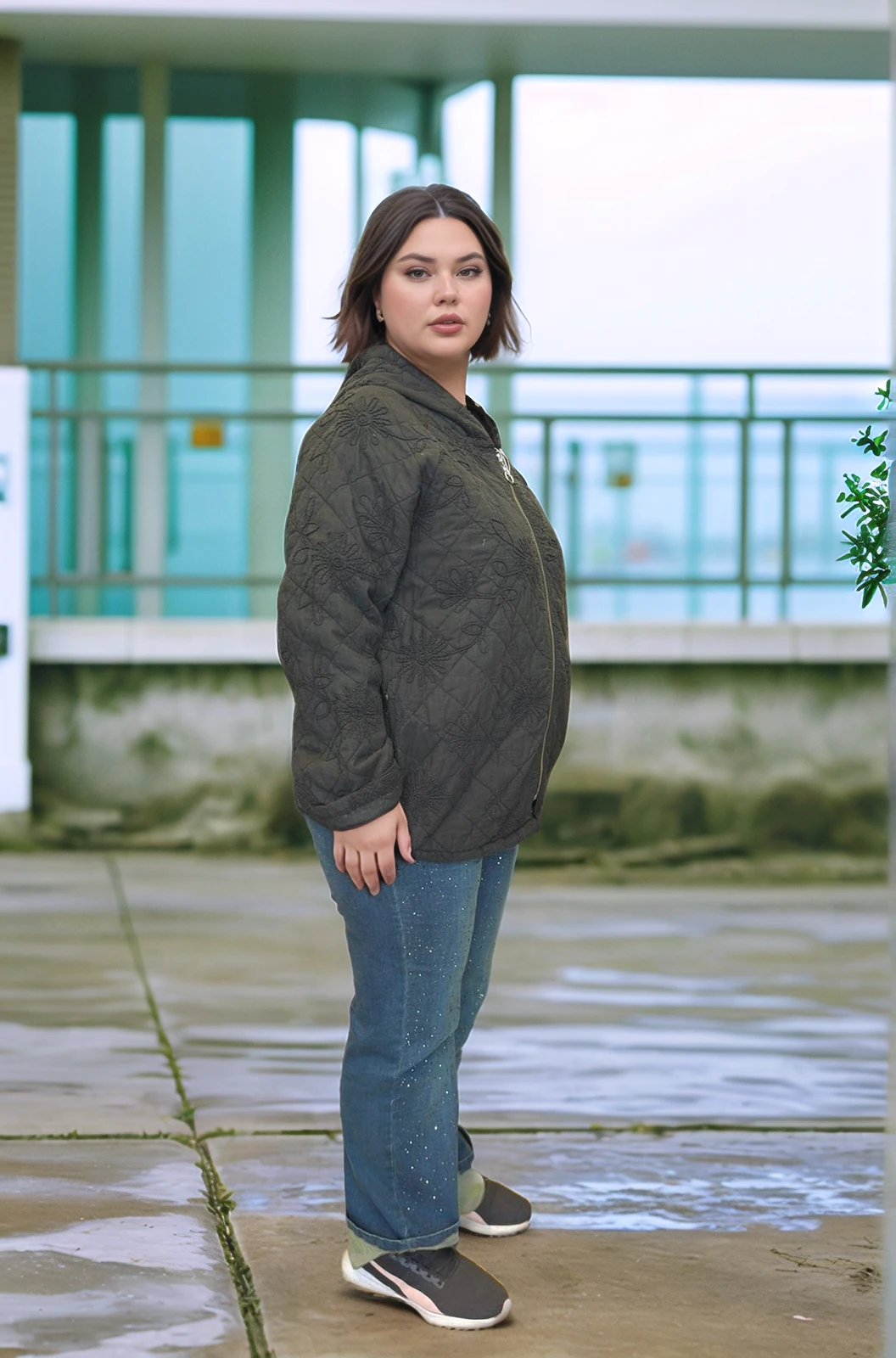 SARMAŞIK ÇİÇEK DESEN KAPÜŞONLU KAPİTONE CEKET