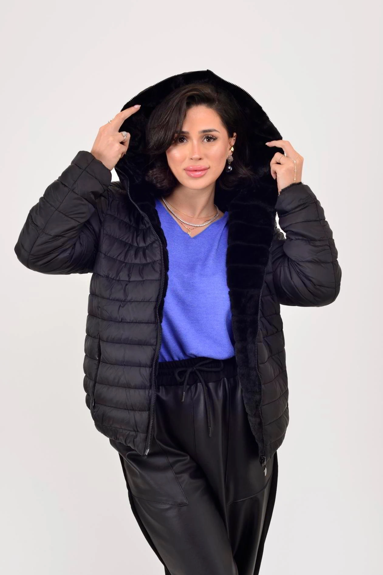 KÜRK DETAYLI ÇİFT TARAFLI MONT