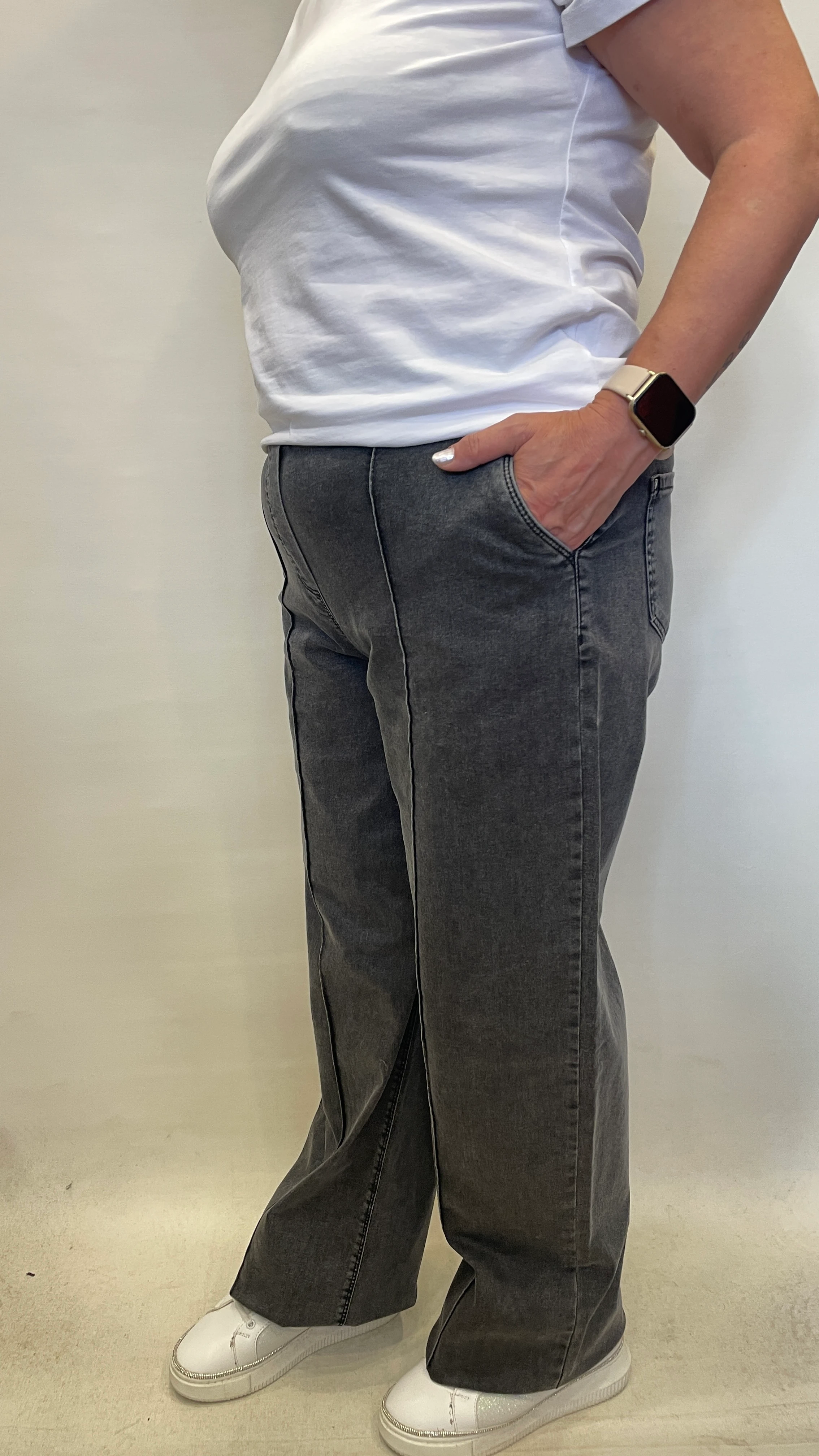 BÜYÜK BEDEN BELİ LASTİKLİ KOT PANTOLON