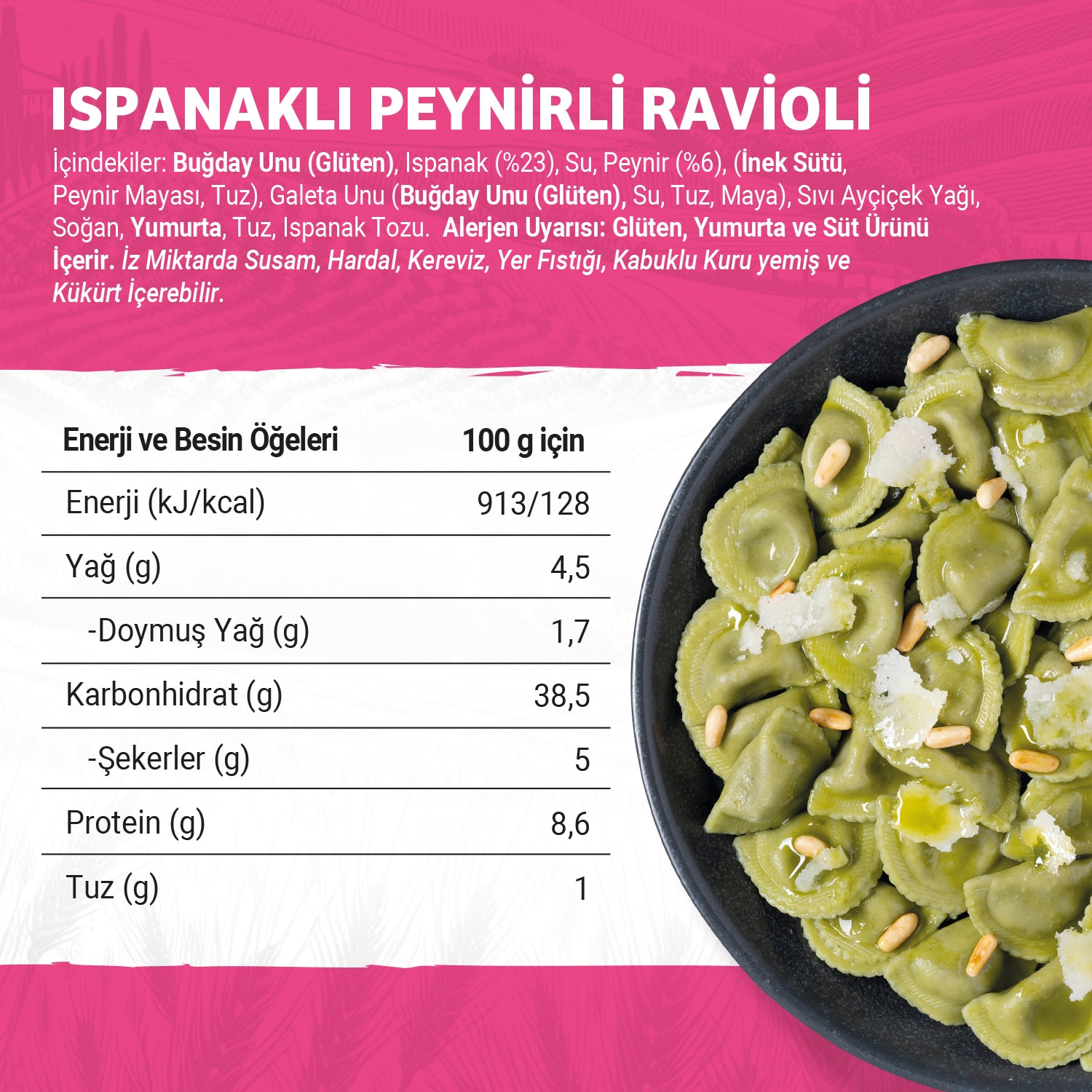 Ispanaklı Peynirli Ravioli