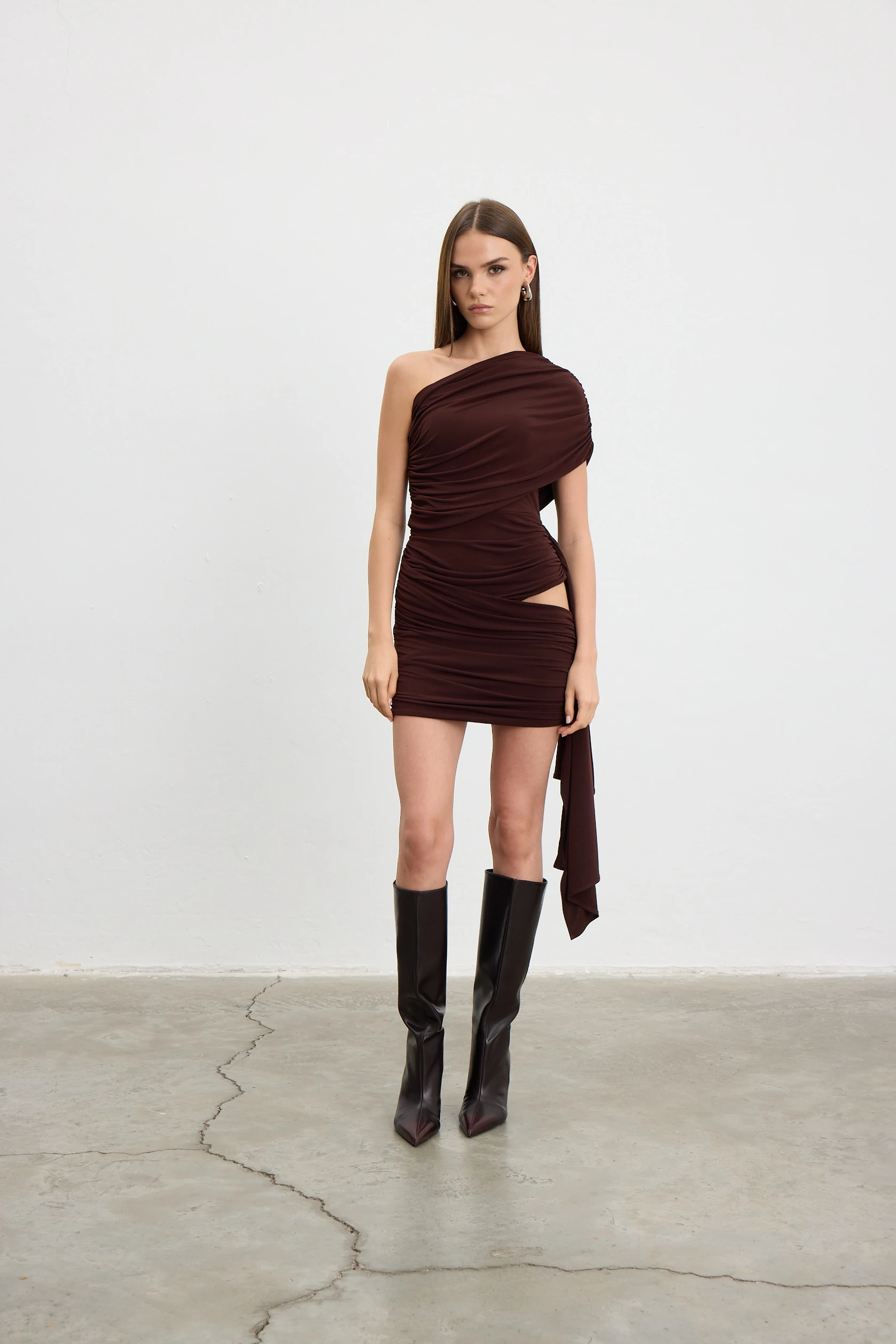 Mini Curve Dress - Acı Kahve