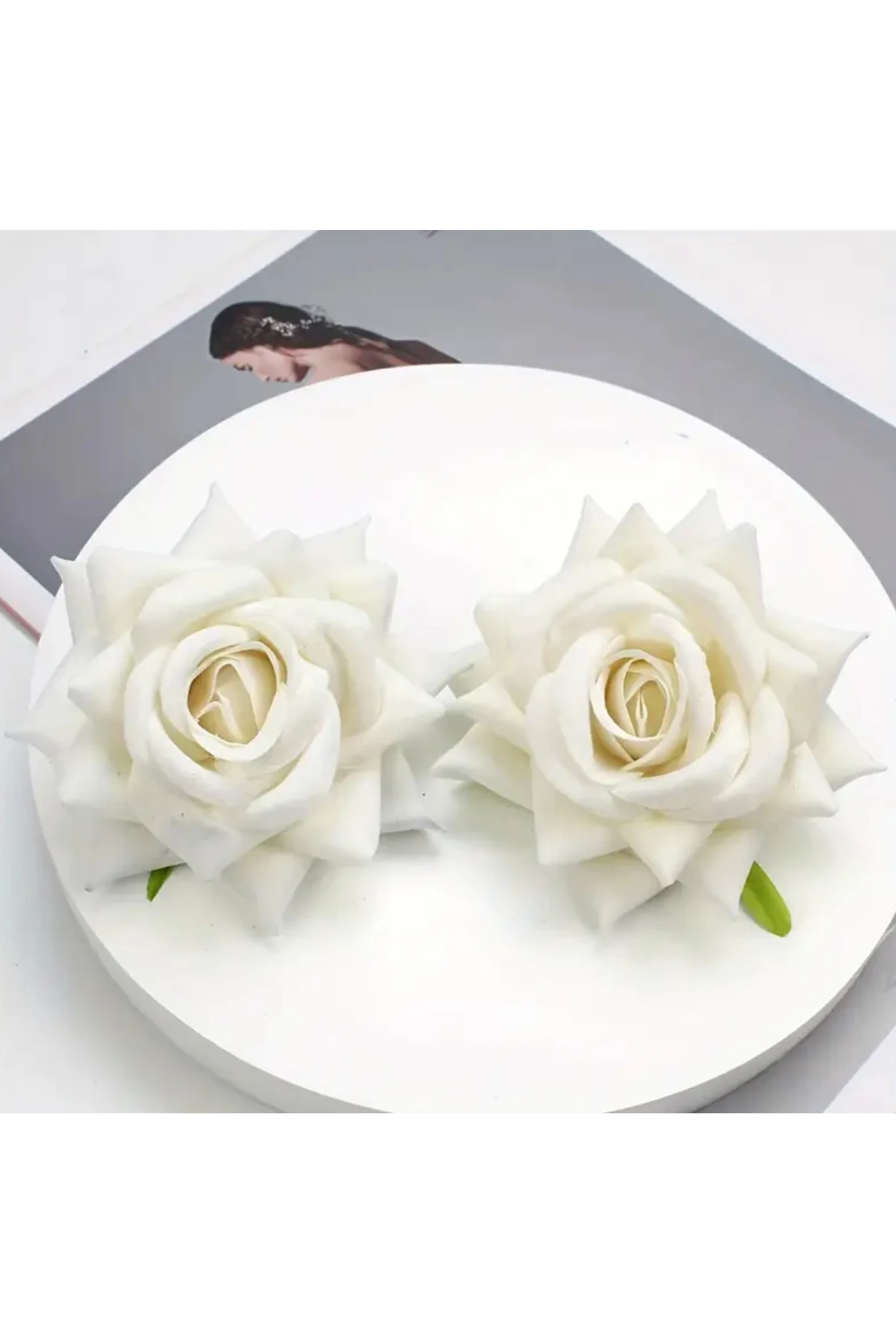 2 Adet Vintage Kırmızı Kadife 3D Gül Broş ve Saç Tokası | Şık Çift Set