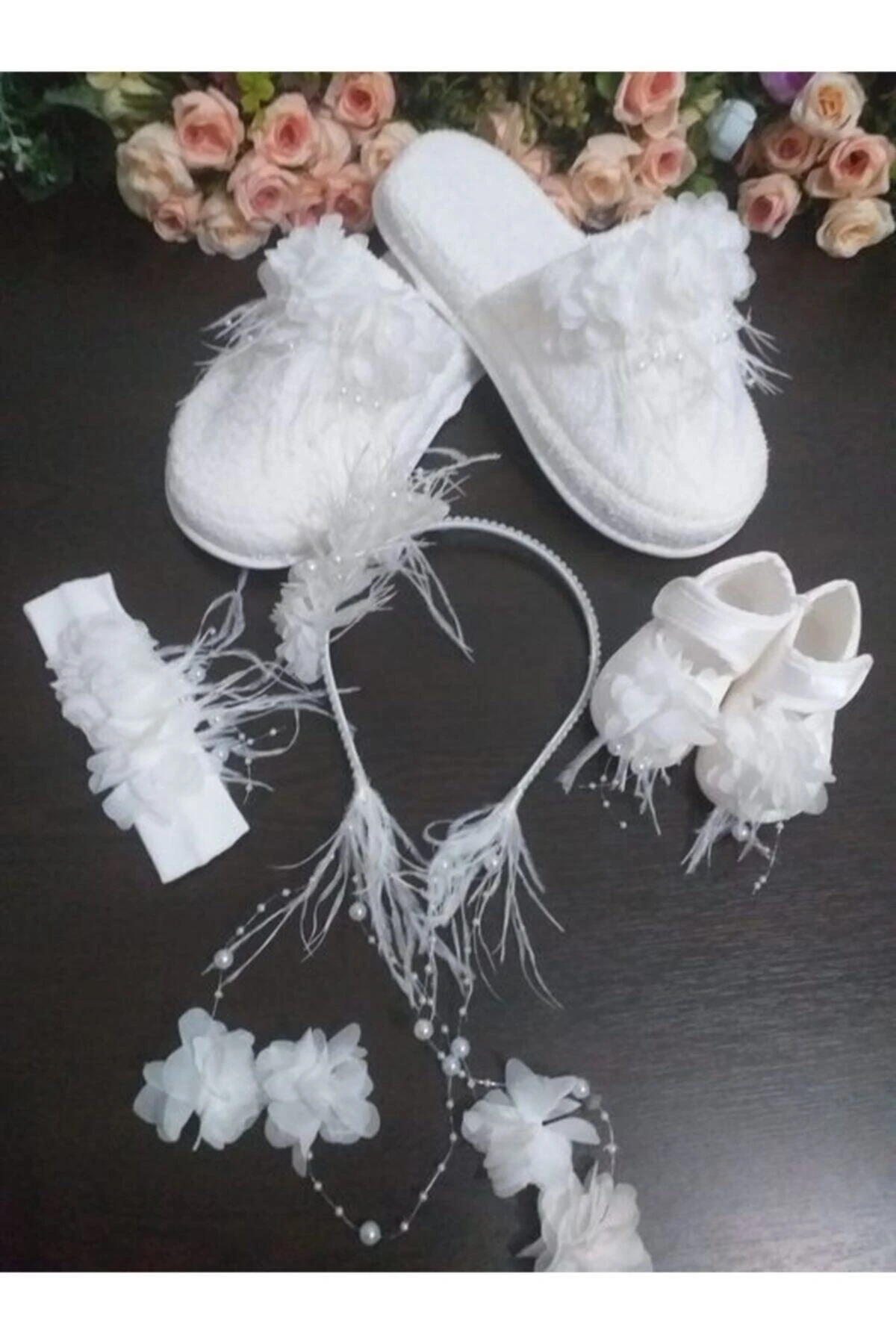 Lohusa Terlik Ve Taç Bebek Patik Ve Bandana Seti – Lohusa Seti – Lohusa Seti – Lohusa Seti