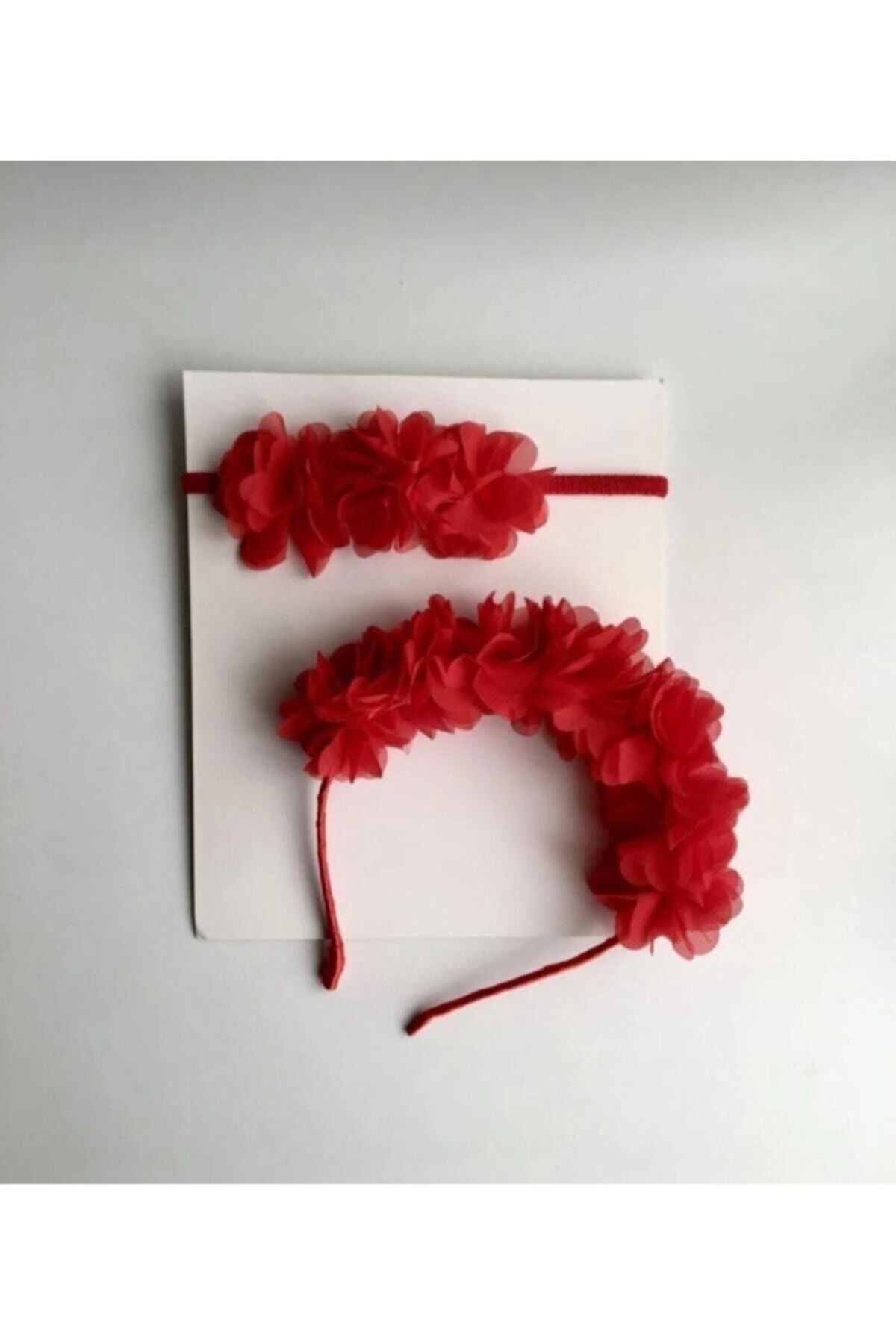 Kırmızı Çiçekli Anne Bebek Taç Bandana Kombini – Bandana