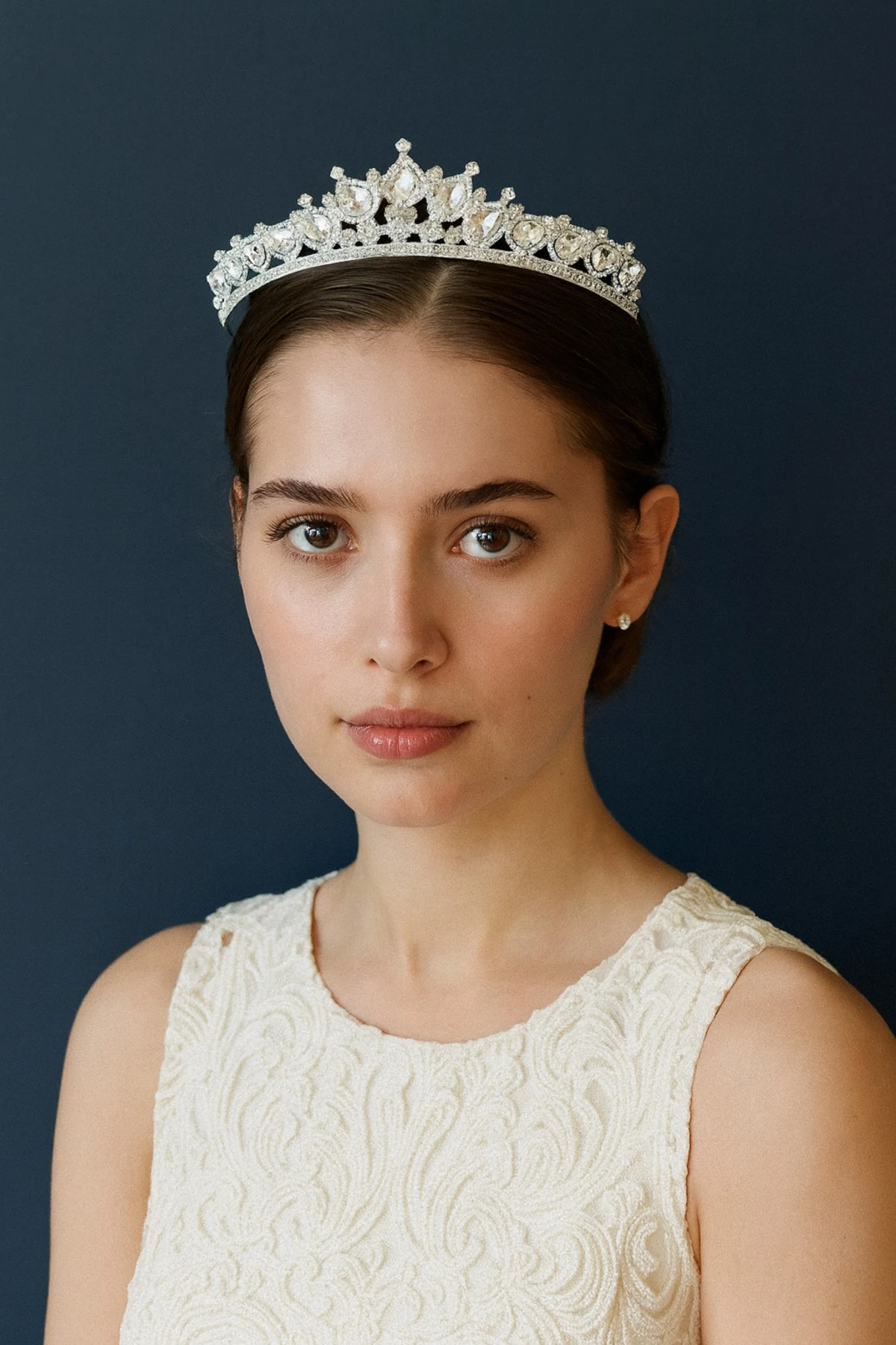 Kristal Taşlı Gelin Tacı Işıltılı Saç Aksesuarı – Söz, Nişan, Kına, Düğün Tacı