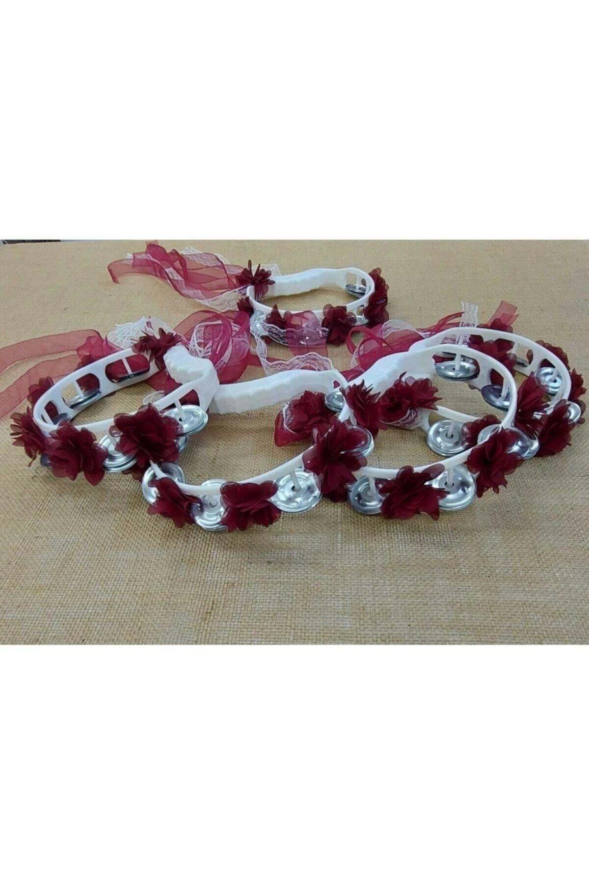 Bordo Süslü Kına Tefi 10 Adet | Kına Eğlence Aksesuarı