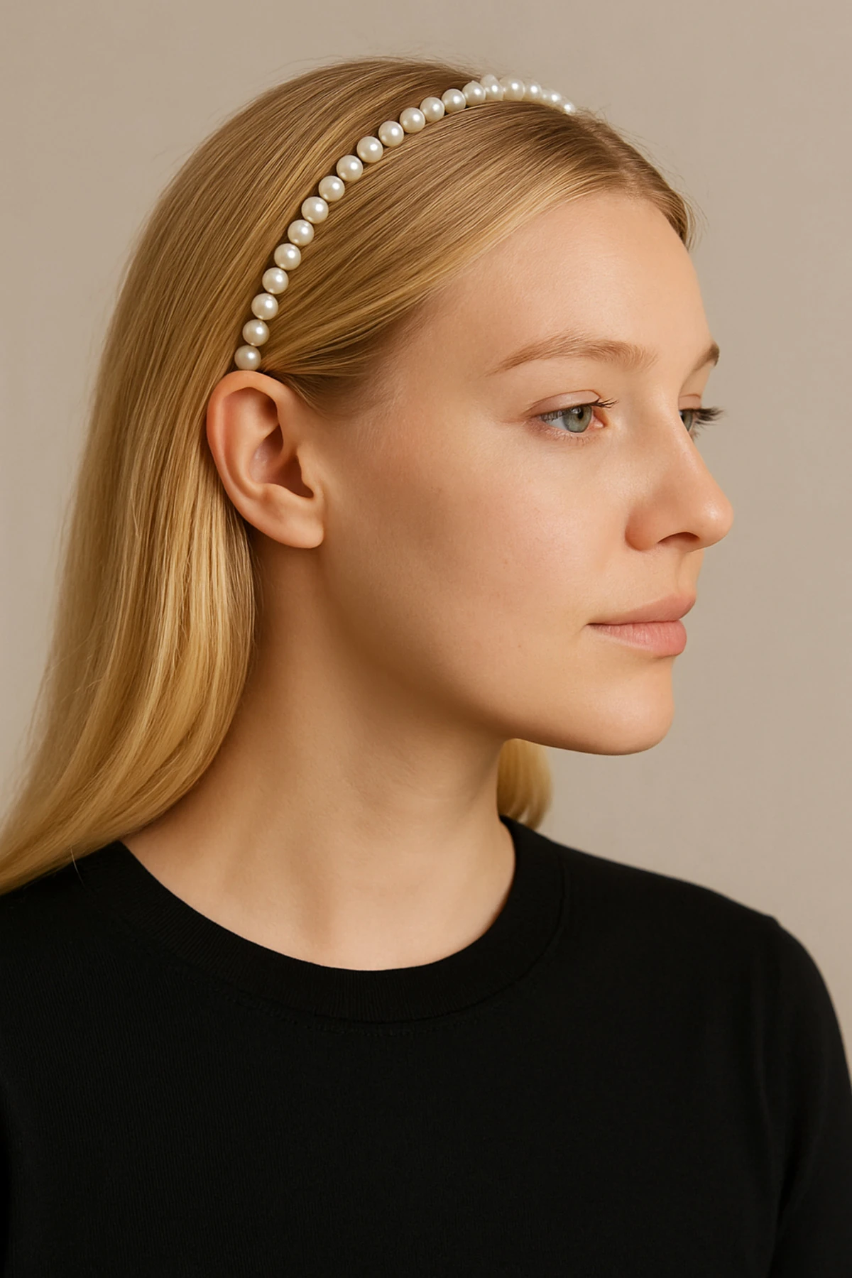 Beyaz İnci Detaylı Zarif Taç – Davet ve Günlük Kullanım İçin Şık Taç