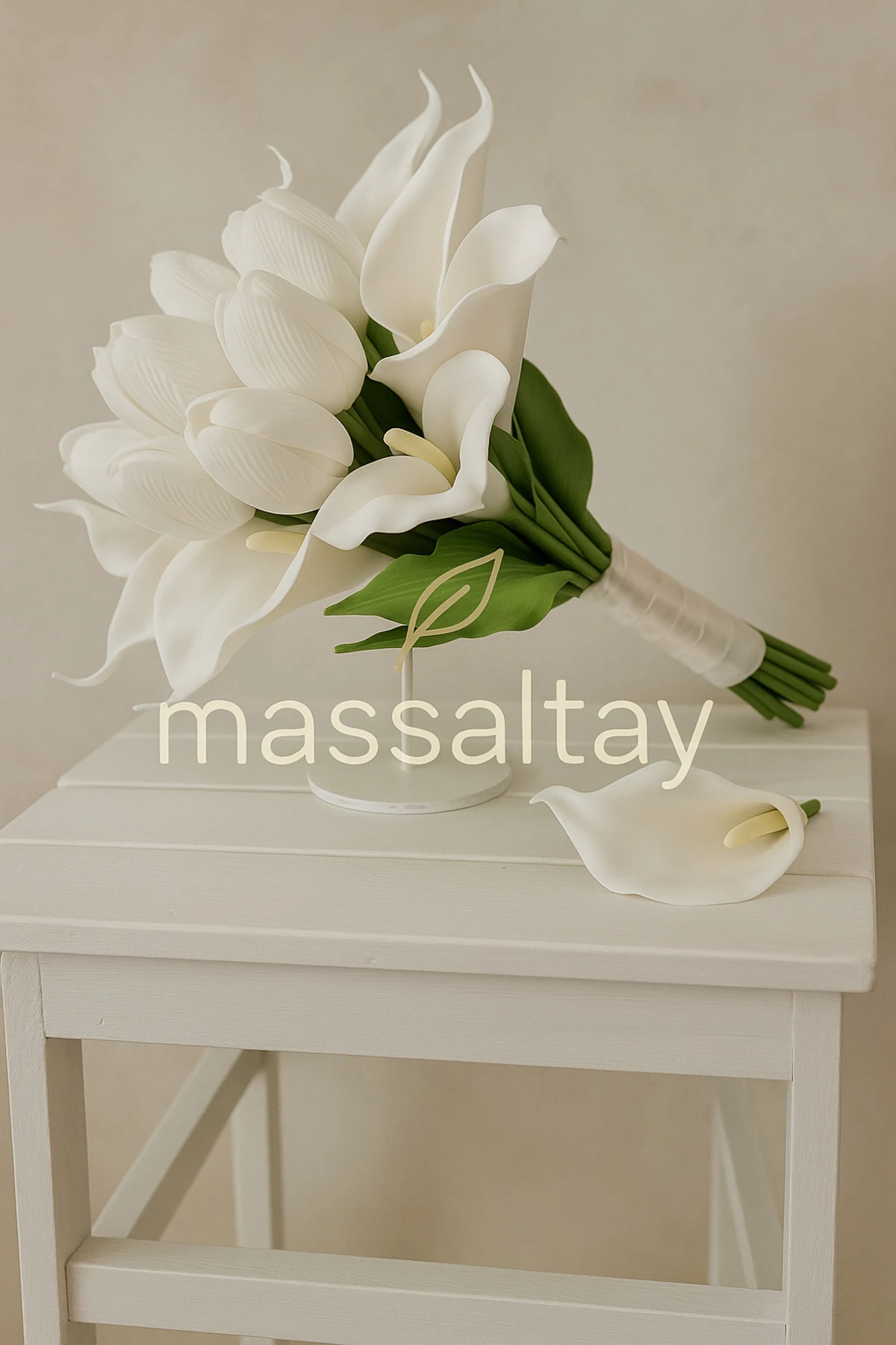 Beyaz Çağla Lilyum ve Lale Gelin Buketi | Düğün, Nişan, Söz ve Kına