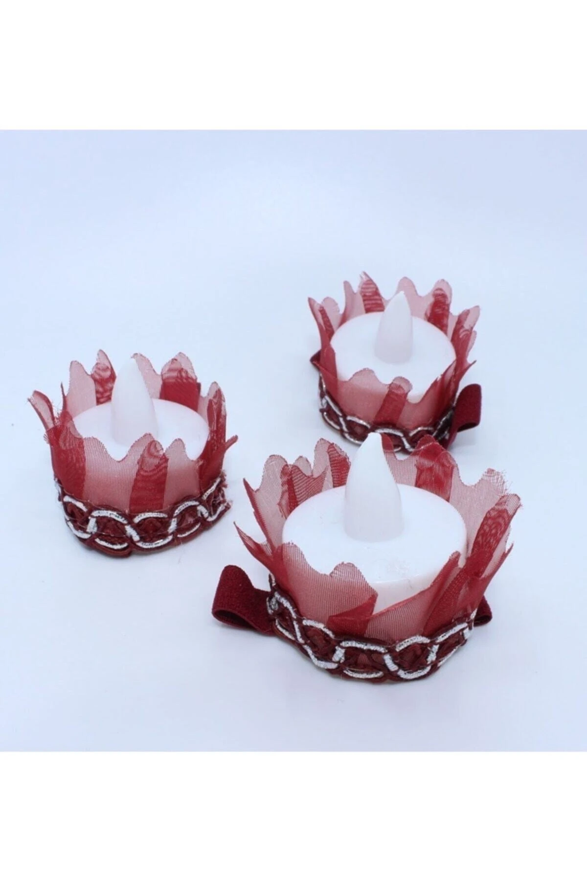 Süslü Led Kına Mumu (12 AD) 1481-c08 Bordo – Magnet, Hediyelik, Süs Aksesuarı