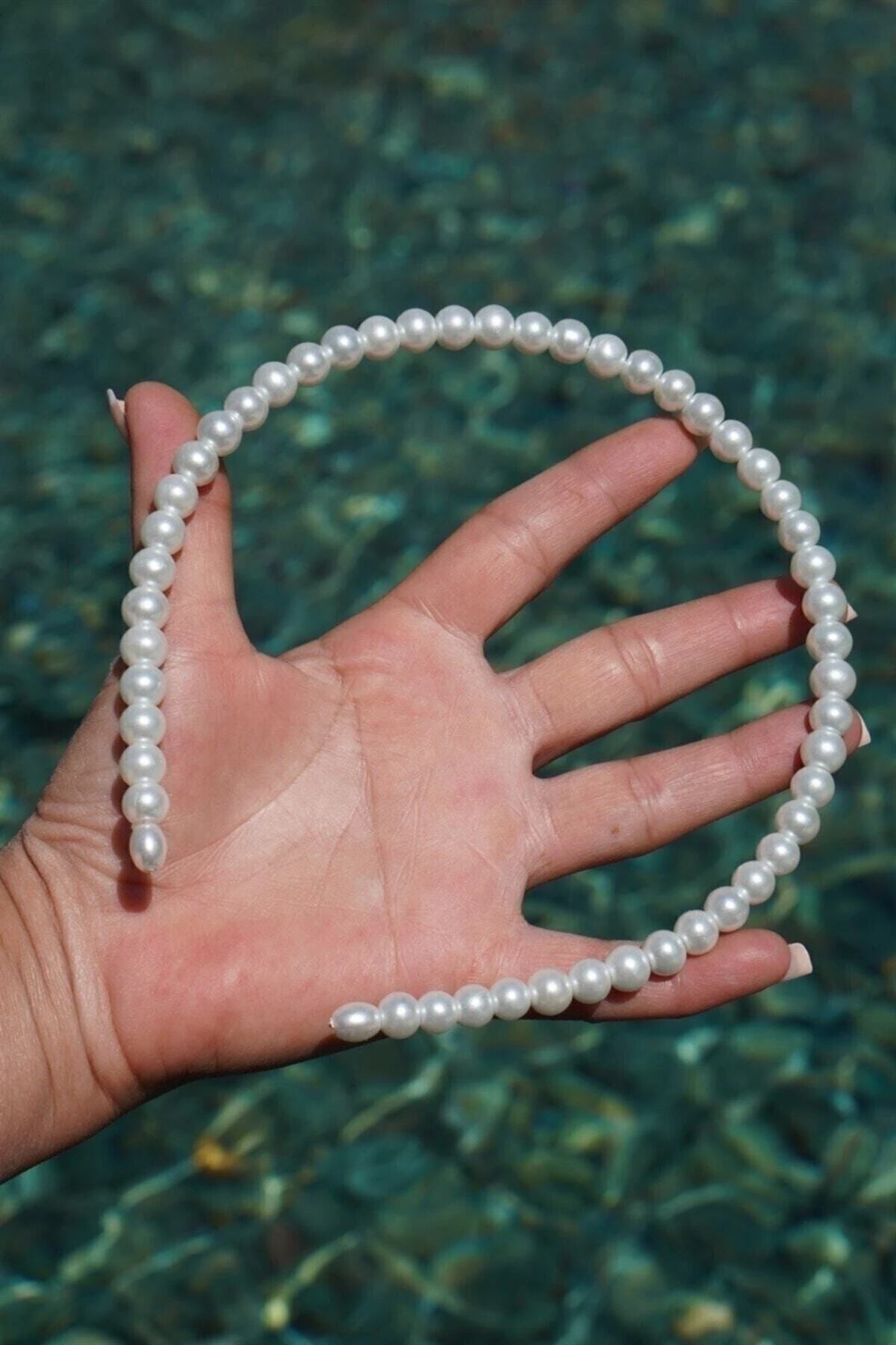 Kadın Beyaz Renk Moda Cam Inci Tacı – Taç