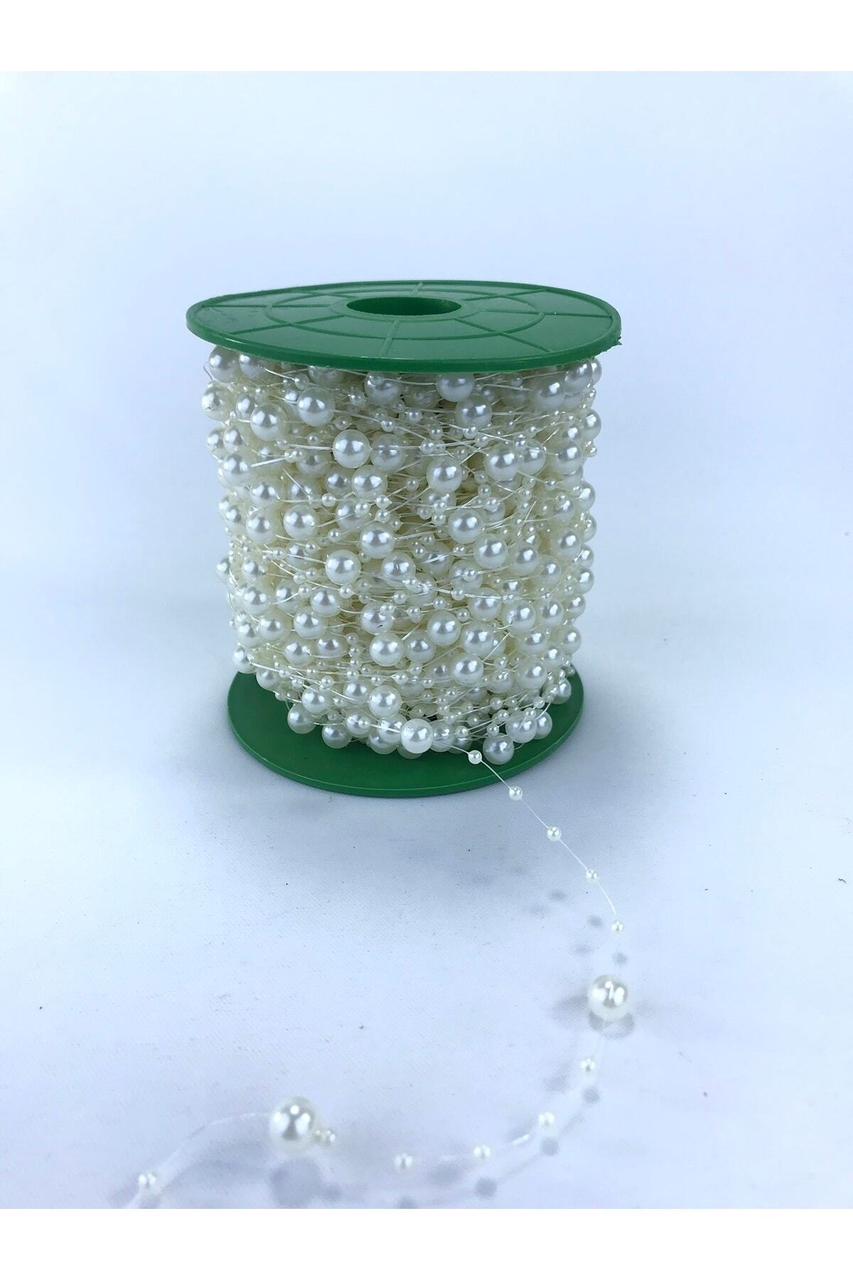 Krem Saçaklı Misinalı Inci 20 Metre – Boncuk