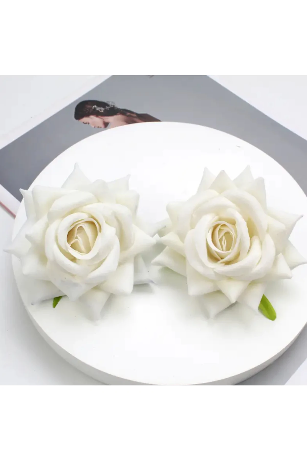 Kırmızı Kadife Güllü Toka | 1 Adet Şık Saç Aksesuarı