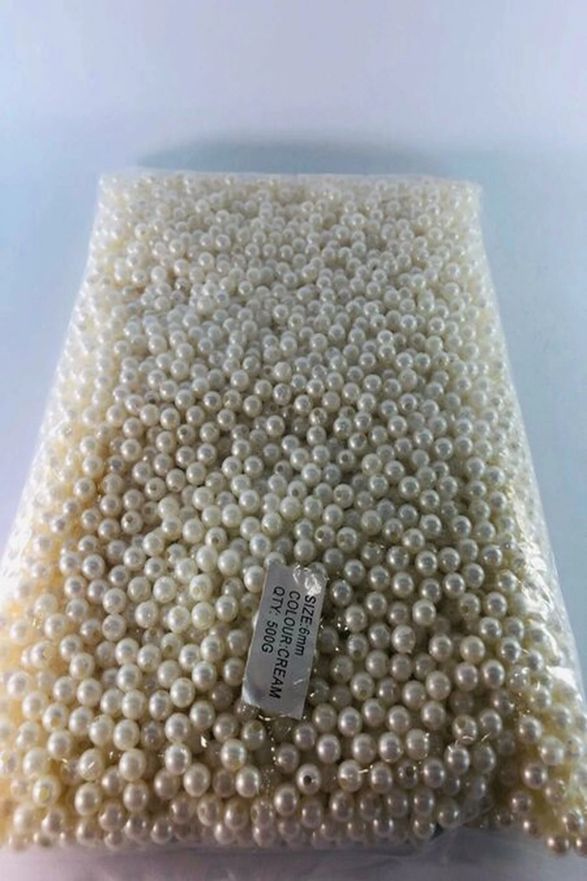 Tam İnci Dökme – 6 mm Krem Boncuk | 500 Gr Paket