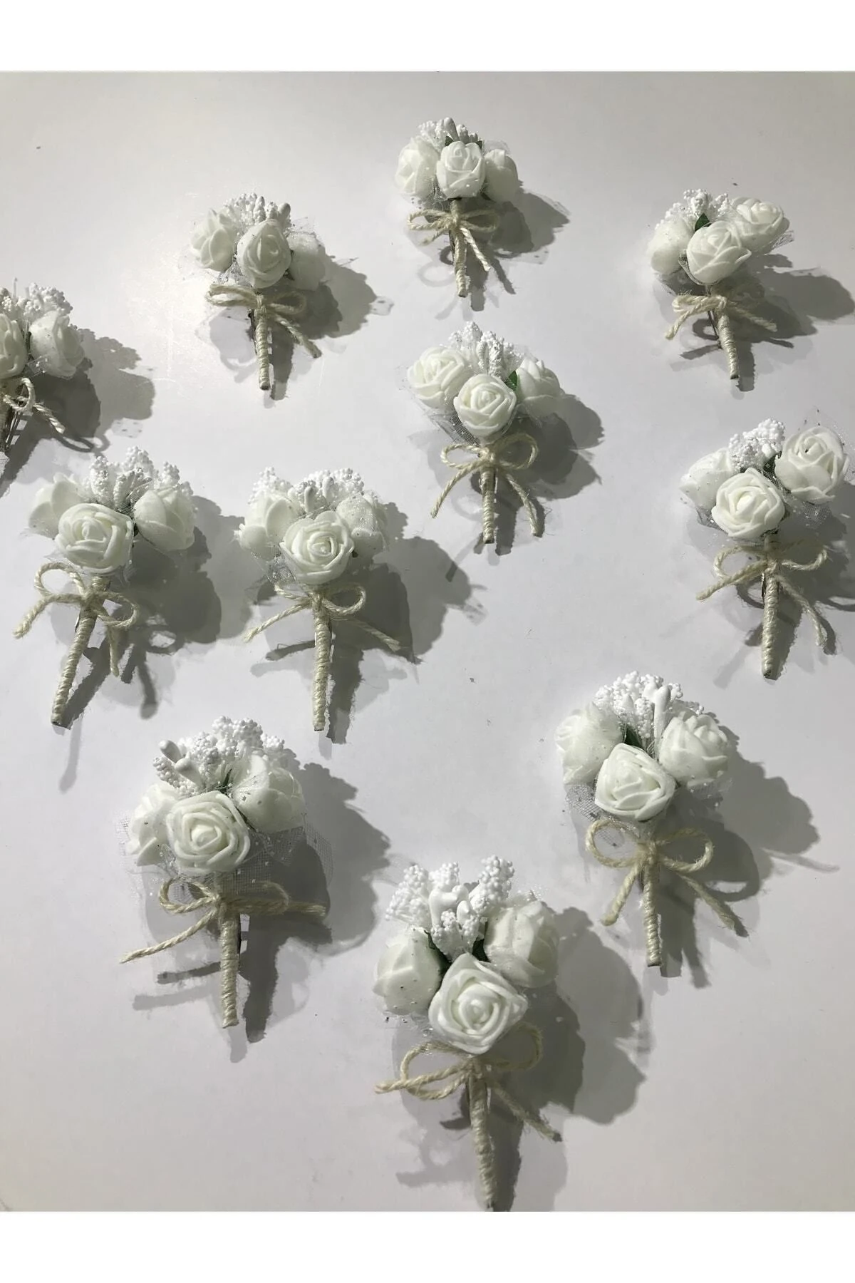 10 Adet Lateks Cipso Yaka Çiçeği | Damat ve Sağdıç Yaka İğnesi