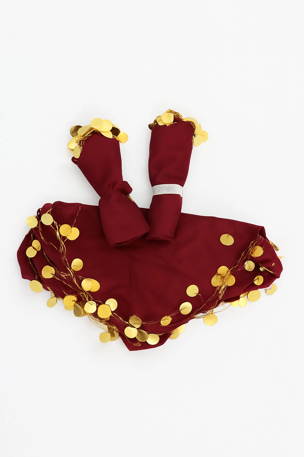 Bordo 10 Adet Renkli Şifon Halay Mendili – Kına Gecesi ve Düğün Eğlenceleri İçin Kına Malzemesi