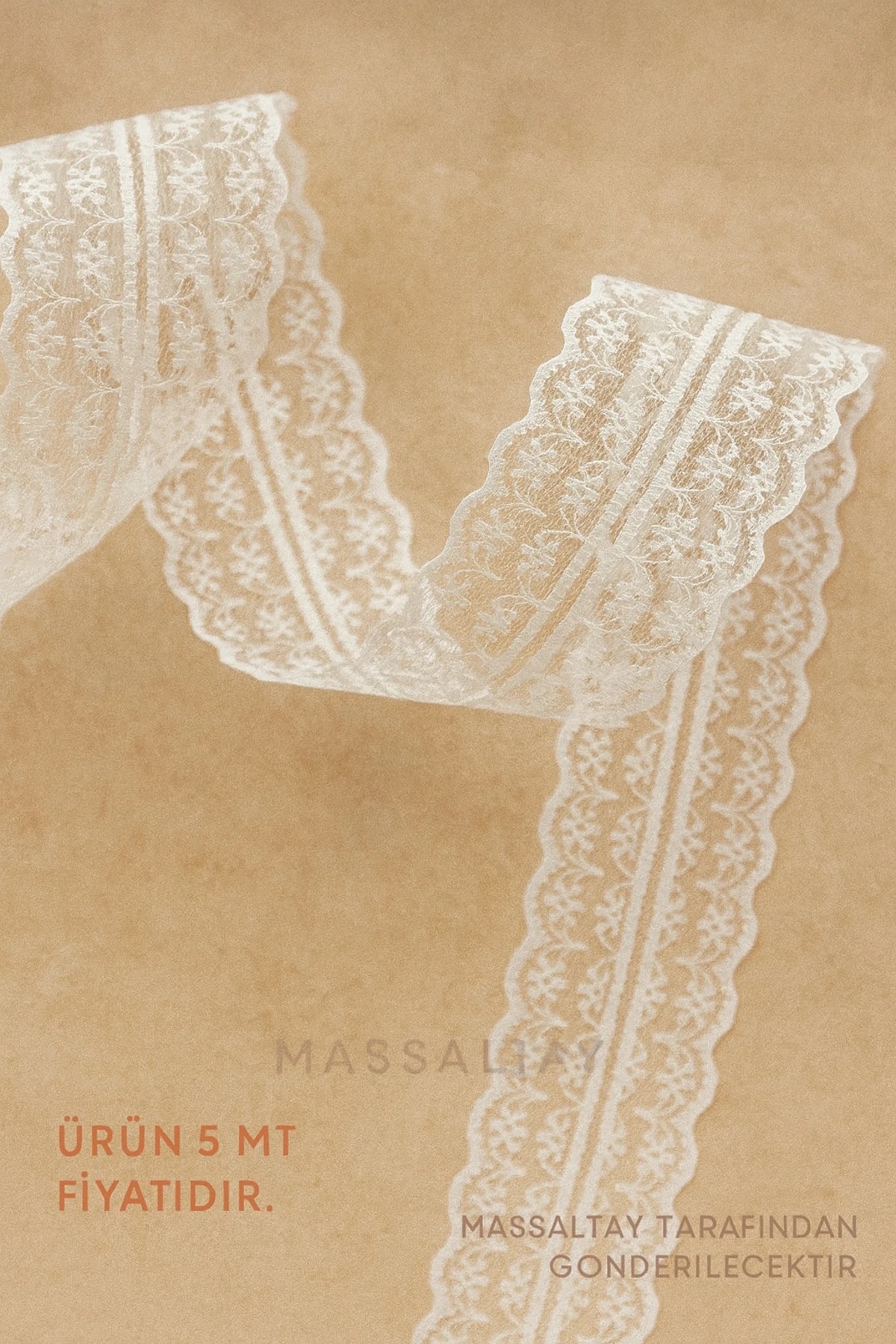 Çift Katlı Güpür Dantel Kurdele Beyaz 5 Metre (En 5 cm) – Süsleme, Nikah, Kına ve El İşi Malzemesi