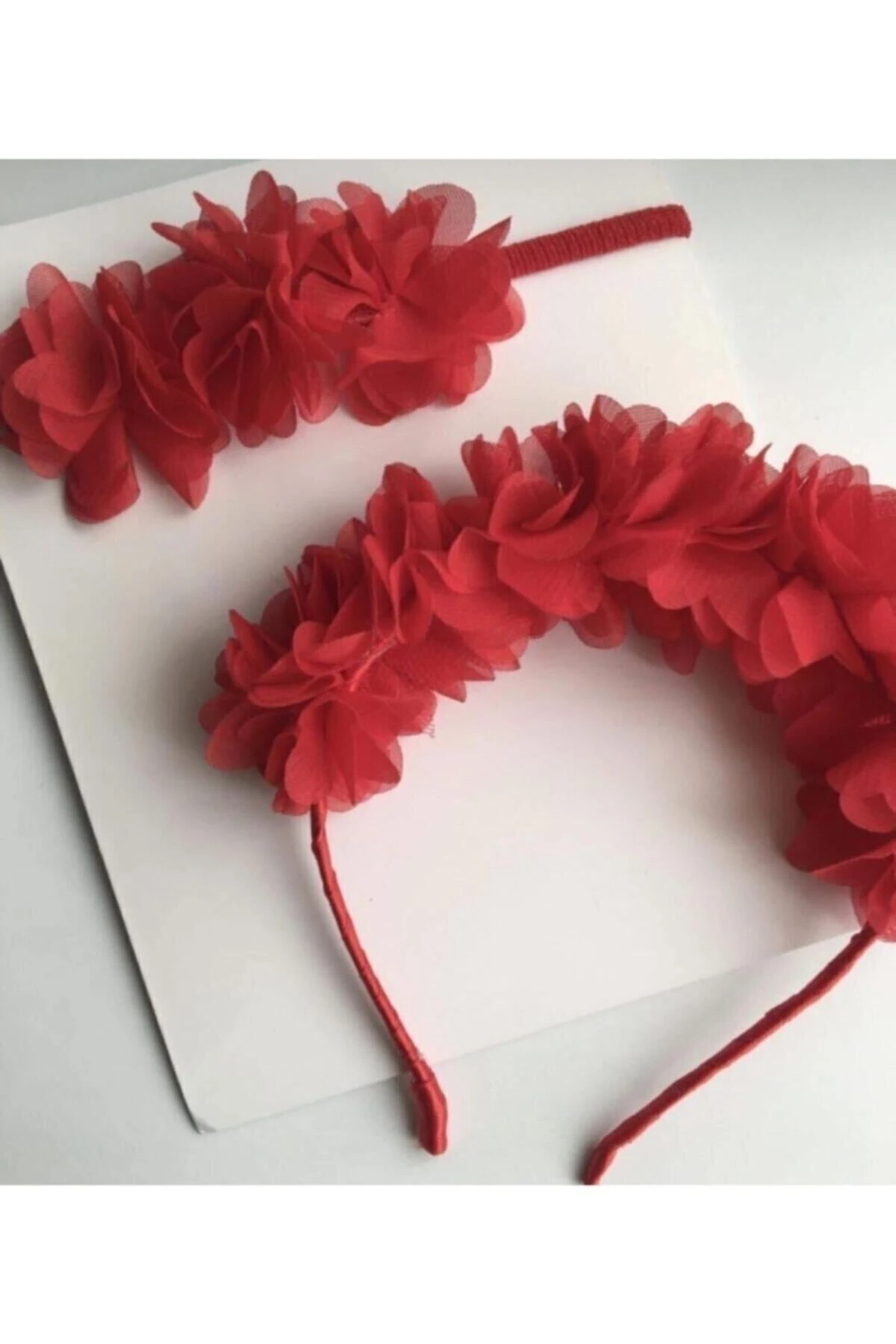 Kırmızı Çiçekli Anne Bebek Taç Bandana Kombini – Bandana