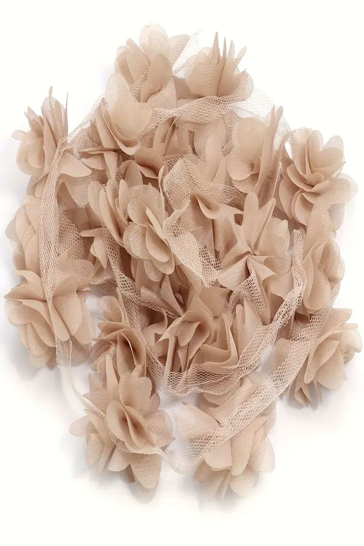 Dekoratif Şifon Lazer Çiçek – 2 Metre | Zarif Süsleme ve El İşi Malzemesi