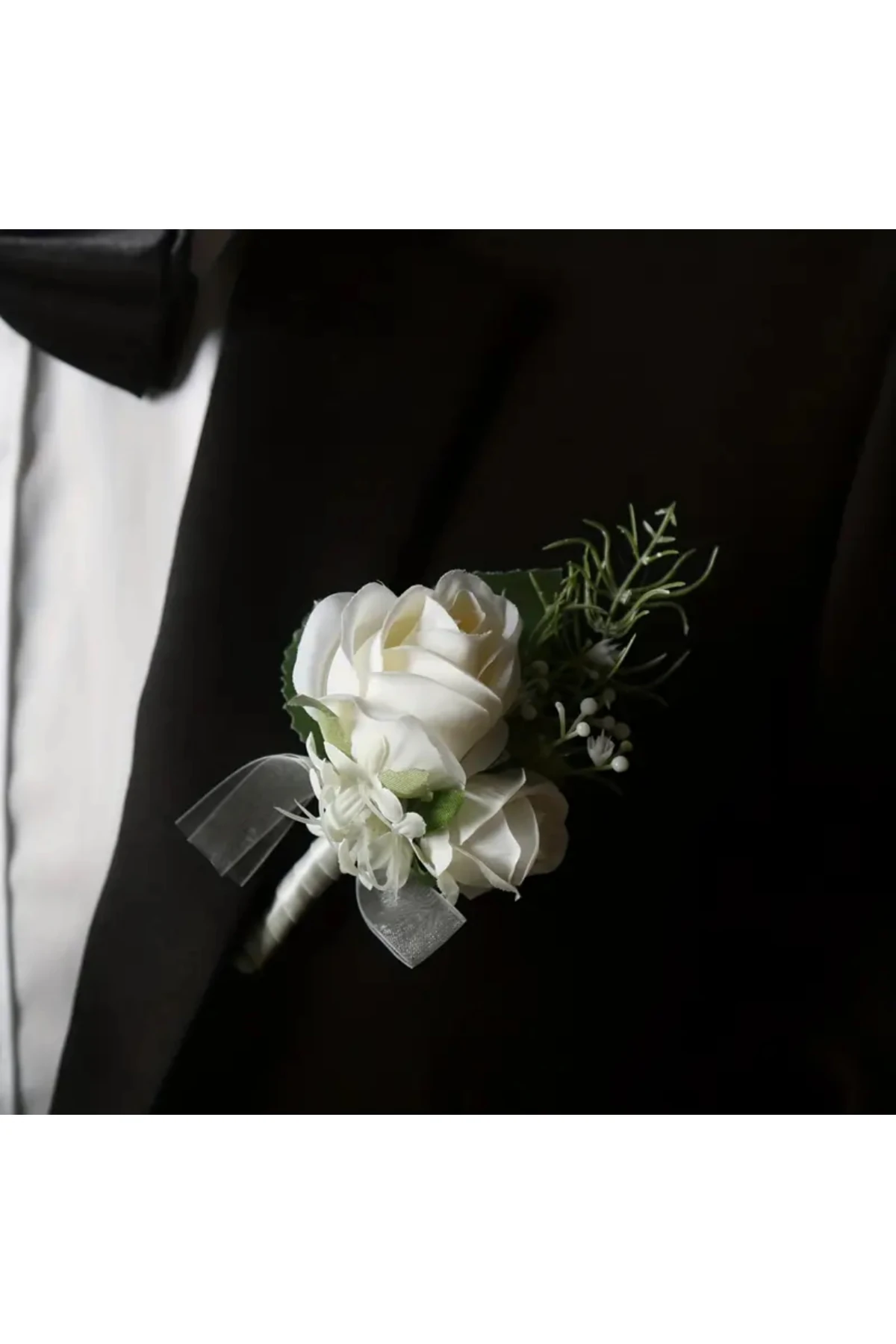 Kar Beyaz Güllü Fiyonk Yaka Çiçeği, Yaka İğnesi Damat Yaka Çiçeği