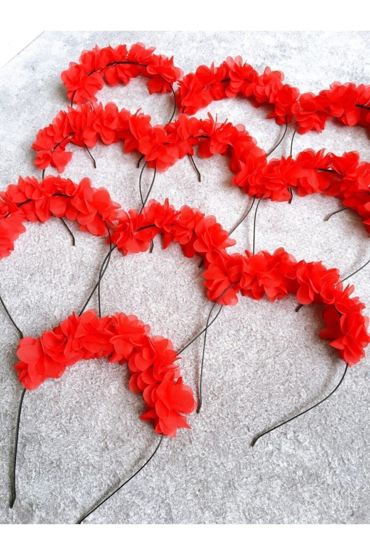 Kına Düğün Tacı Kına Gecesi Çiçekli Taç Nedime Tacı 10’lu Kırmızı – Taç – Taç – Taç