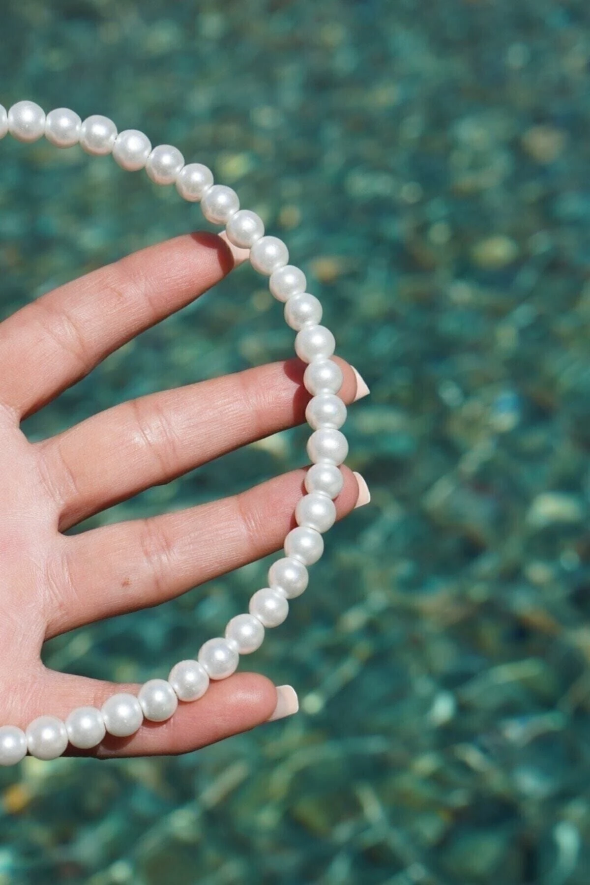 Kadın Beyaz Renk Moda Cam Inci Tacı – Taç