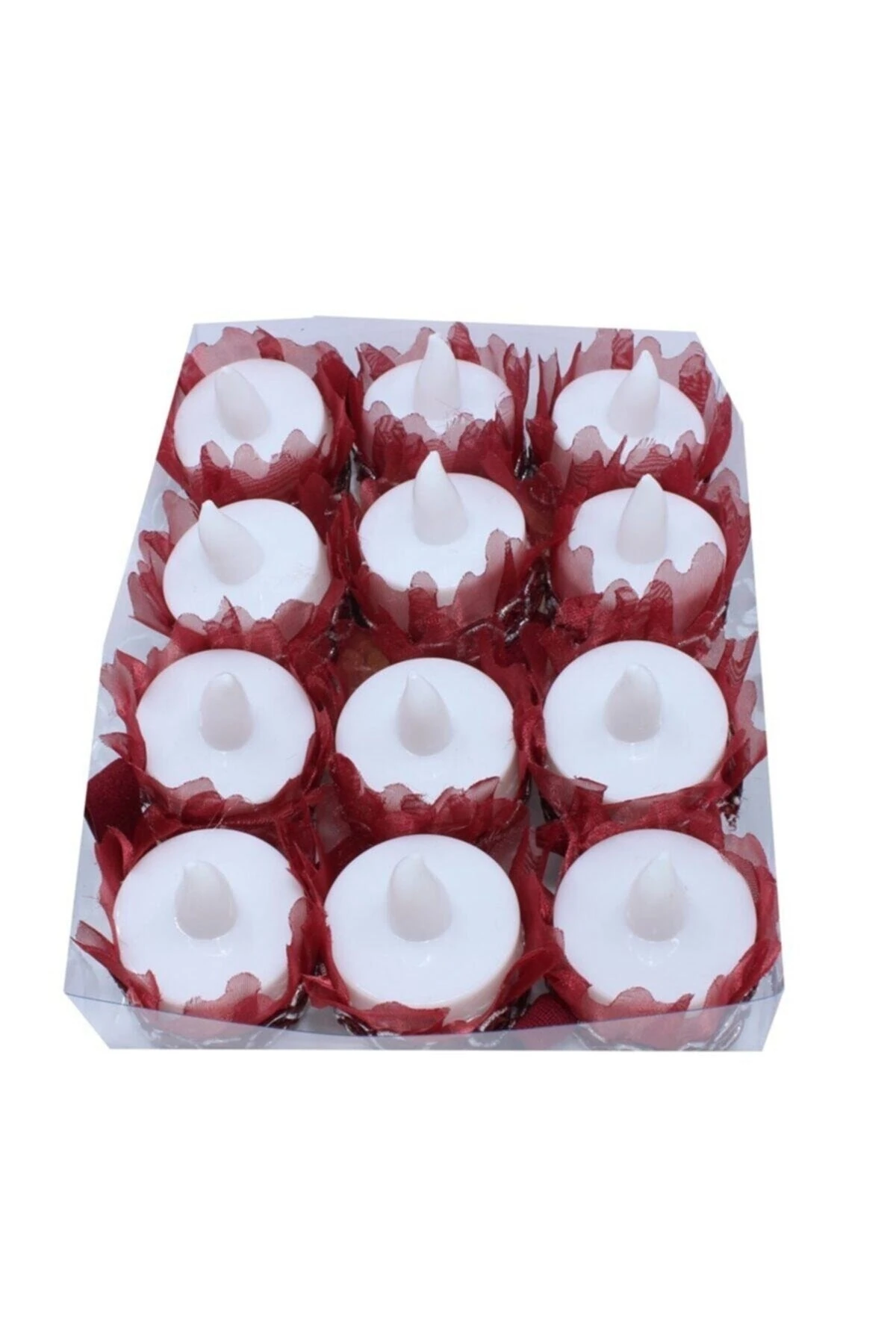 Süslü Led Kına Mumu (12 AD) 1481-c08 Bordo – Magnet, Hediyelik, Süs Aksesuarı