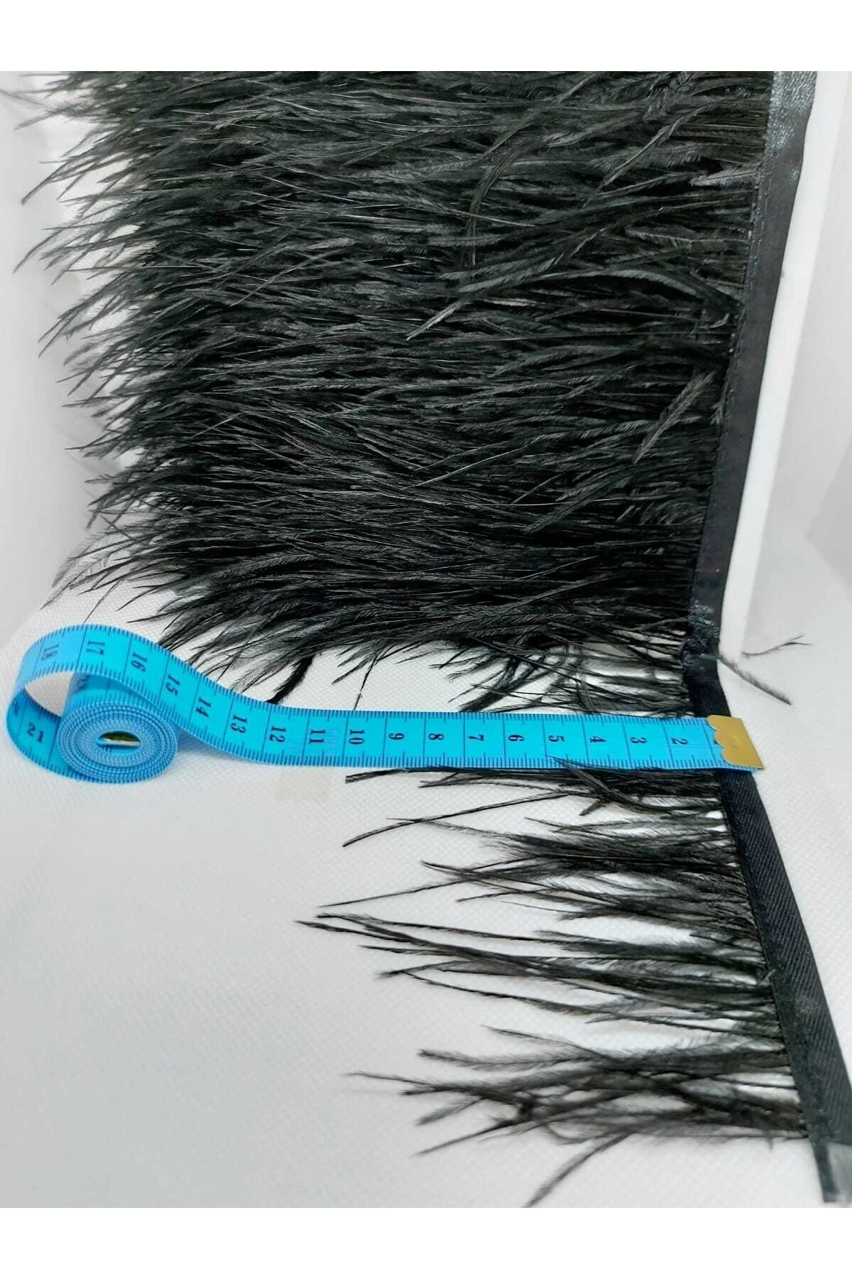  Siyah  Deve Kuşu Tüyü Şerit 1 Metre | Dekoratif ve El İşi Malzemesi