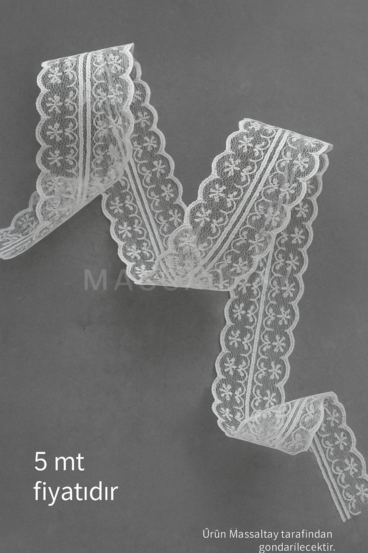 Çift Katlı Güpür Dantel Kurdele Beyaz 5 Metre (En 5 cm) – Süsleme, Nikah, Kına ve El İşi Malzemesi