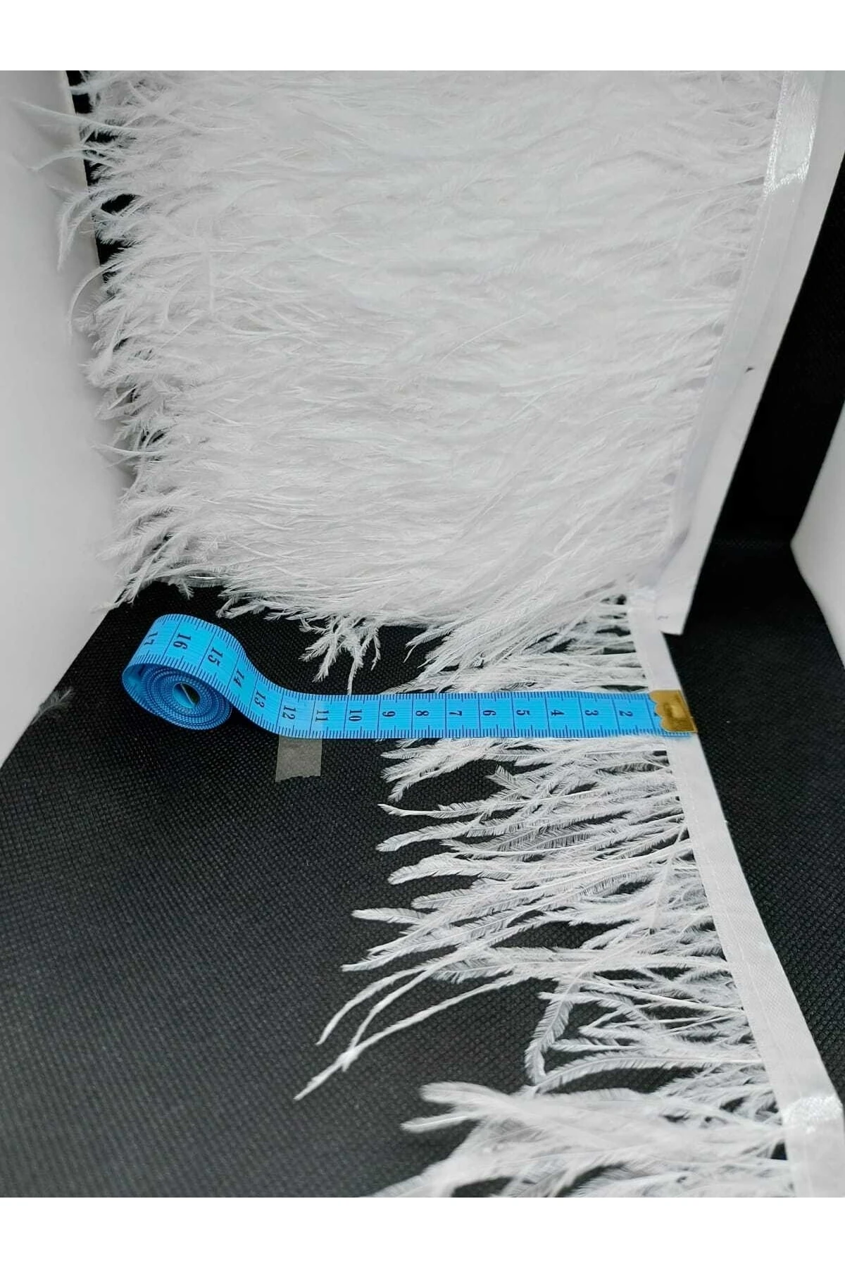 Beyaz  Deve Kuşu Tüyü Şerit 1 Metre