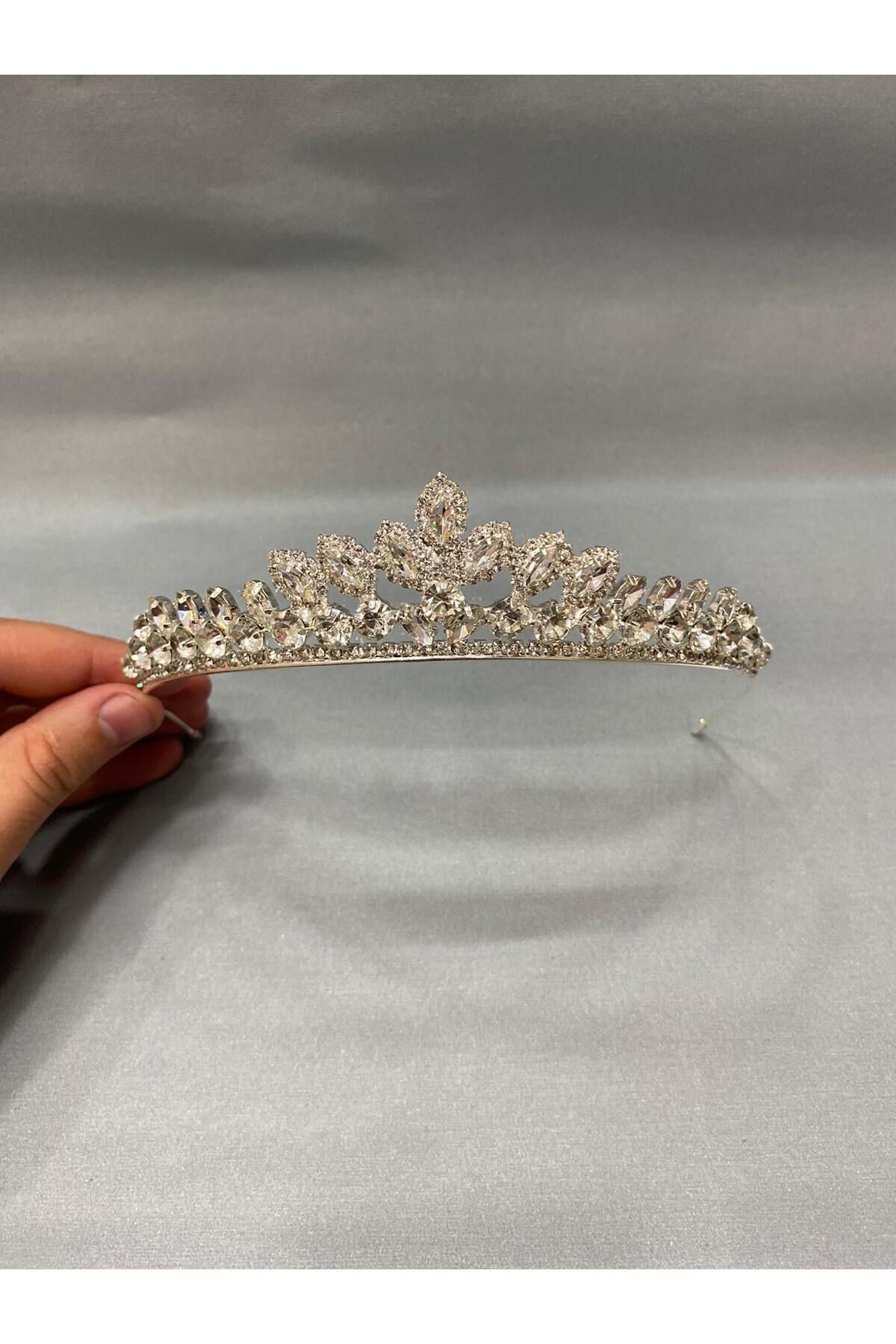 Beyaz Zirkon Taşlı İnce Gelin Tacı | Kına, Söz ve Nişan Tacı