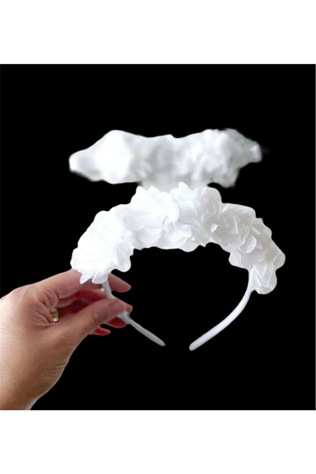 Beyaz Lazer Çiçekli Lohusa Tacı ve Bebek Bandanası – Anne & Bebek Doğum Seti