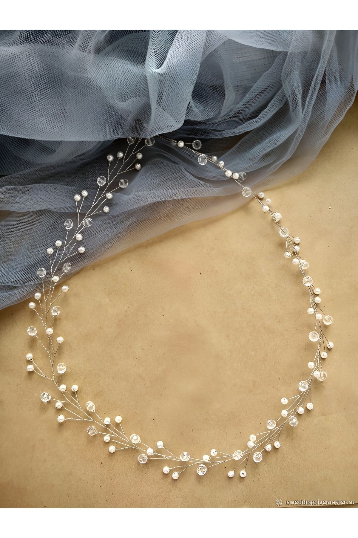 İncili Kristal Boncuklu Gelin Saç ve Türban Aksesuarı | Düğün, Nişan, Söz, Kına, Nikah Tokası