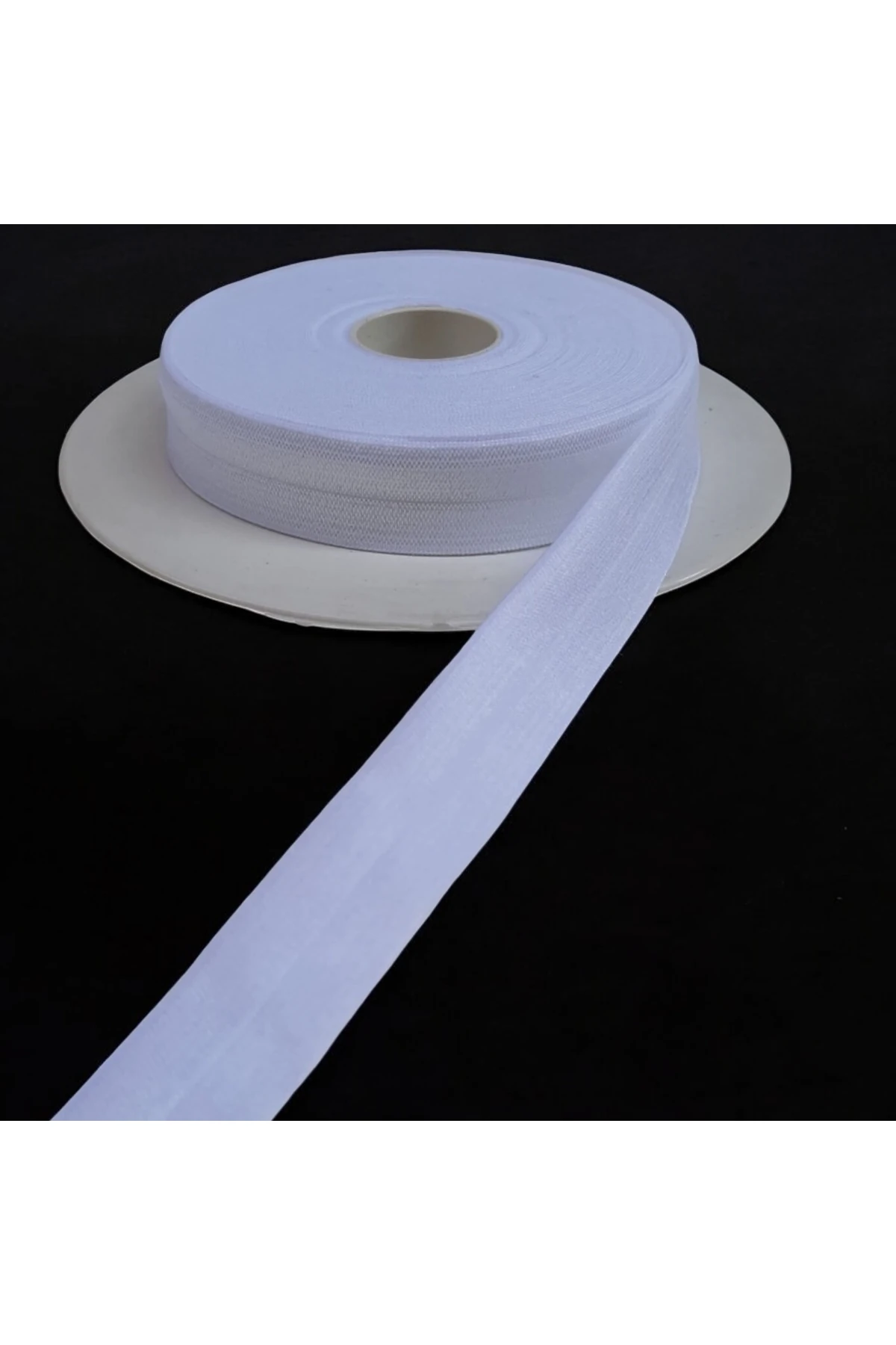 Beyaz Lastikli Saç Bandı – 1,5 cm | El İşi ve Aksesuar Tasarımı için Esnek Bant