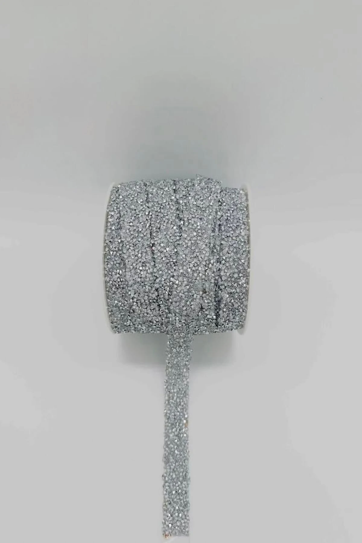 Gümüş Ütüyle Yapışan Taşlı Dekoratif Şerit 1 Metre | Süs Aksesuarı
