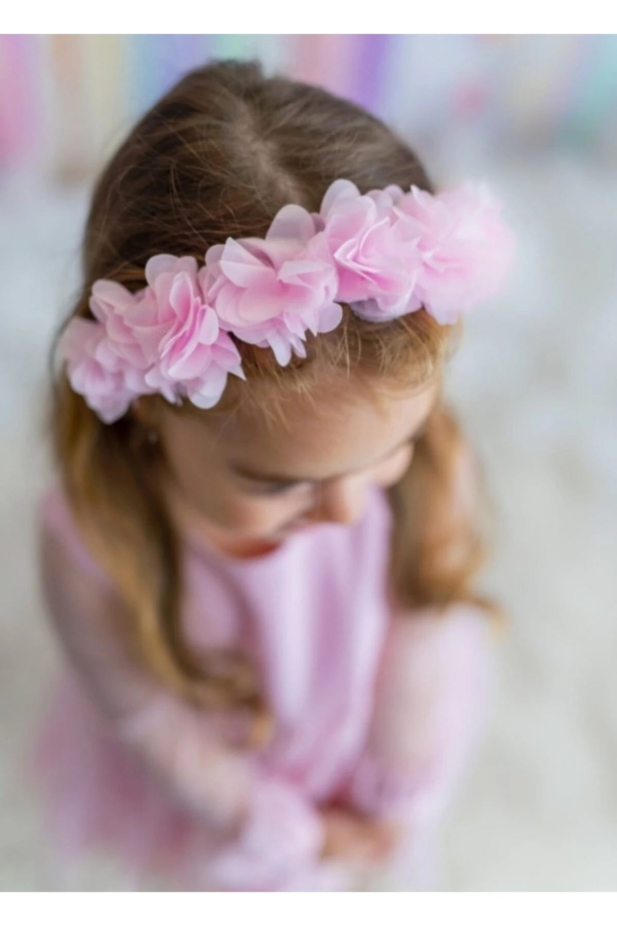 10’lu Pembe Çiçekli Kız Çocuk Taç – Etkinlik ve Parti Saç Aksesuarı