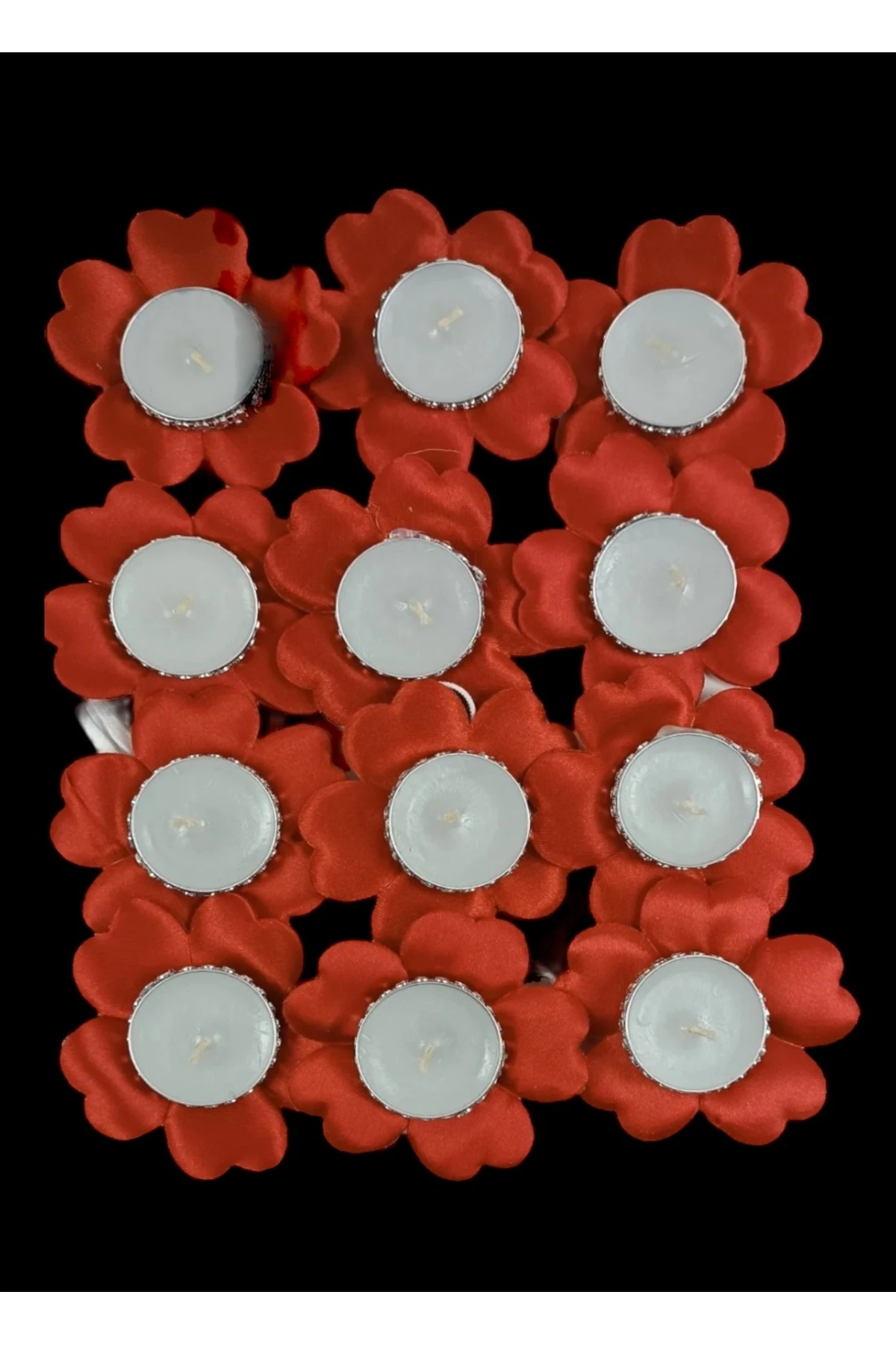 12’li Kırmızı El Mumu Seti | Kına Gecesi ve Özel Günler İçin